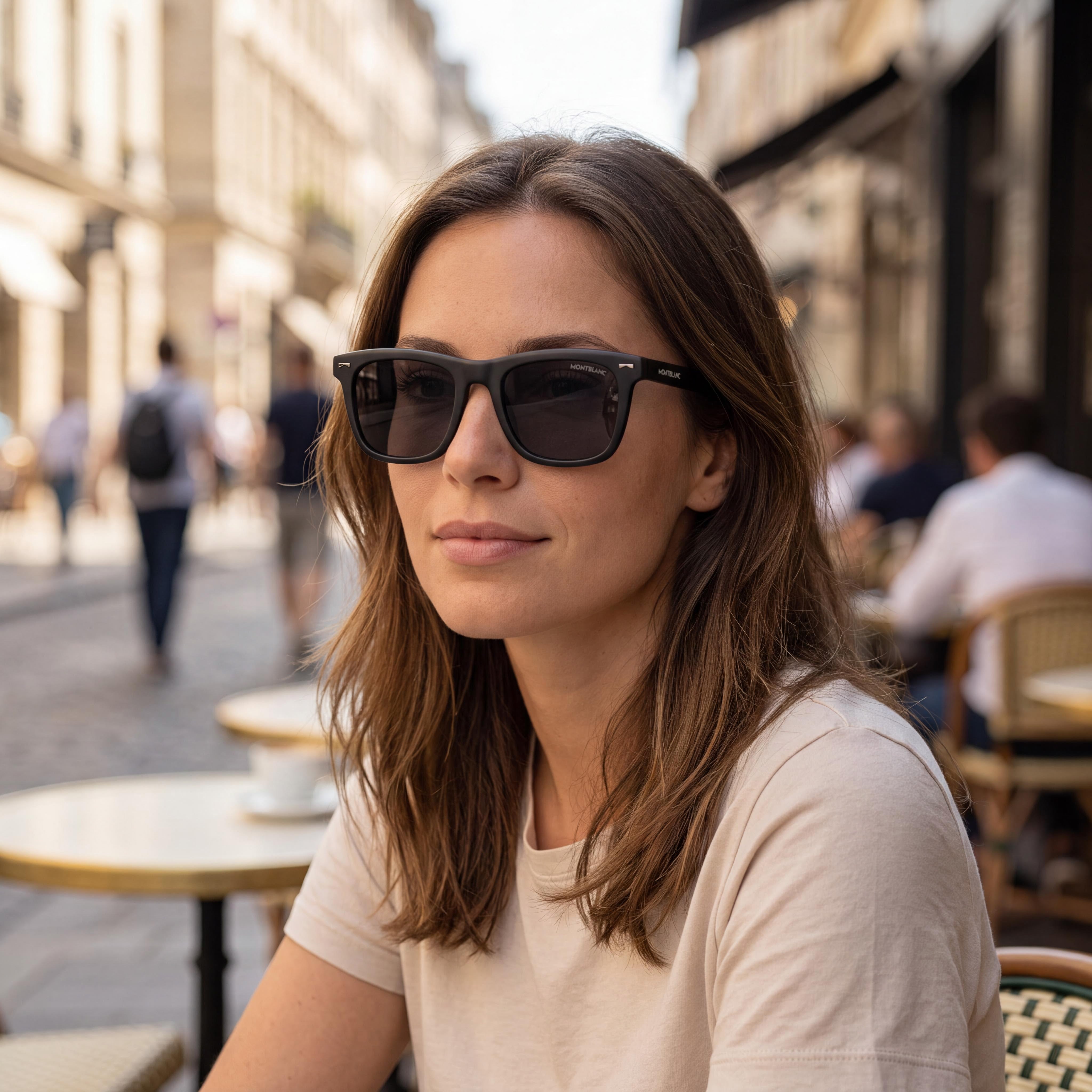 MONTBLANC Classic Unisex Acetate Multicoloured Frame Black Grey Lens Sunglasses 56mm UV Protection, Photo 4