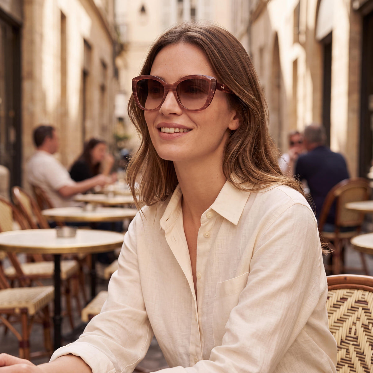 Longchamp LO714S Women's Casual Red Marble Acetate Frame Sunglasses with Polycarbonate Lenses 54mm, Photo 5