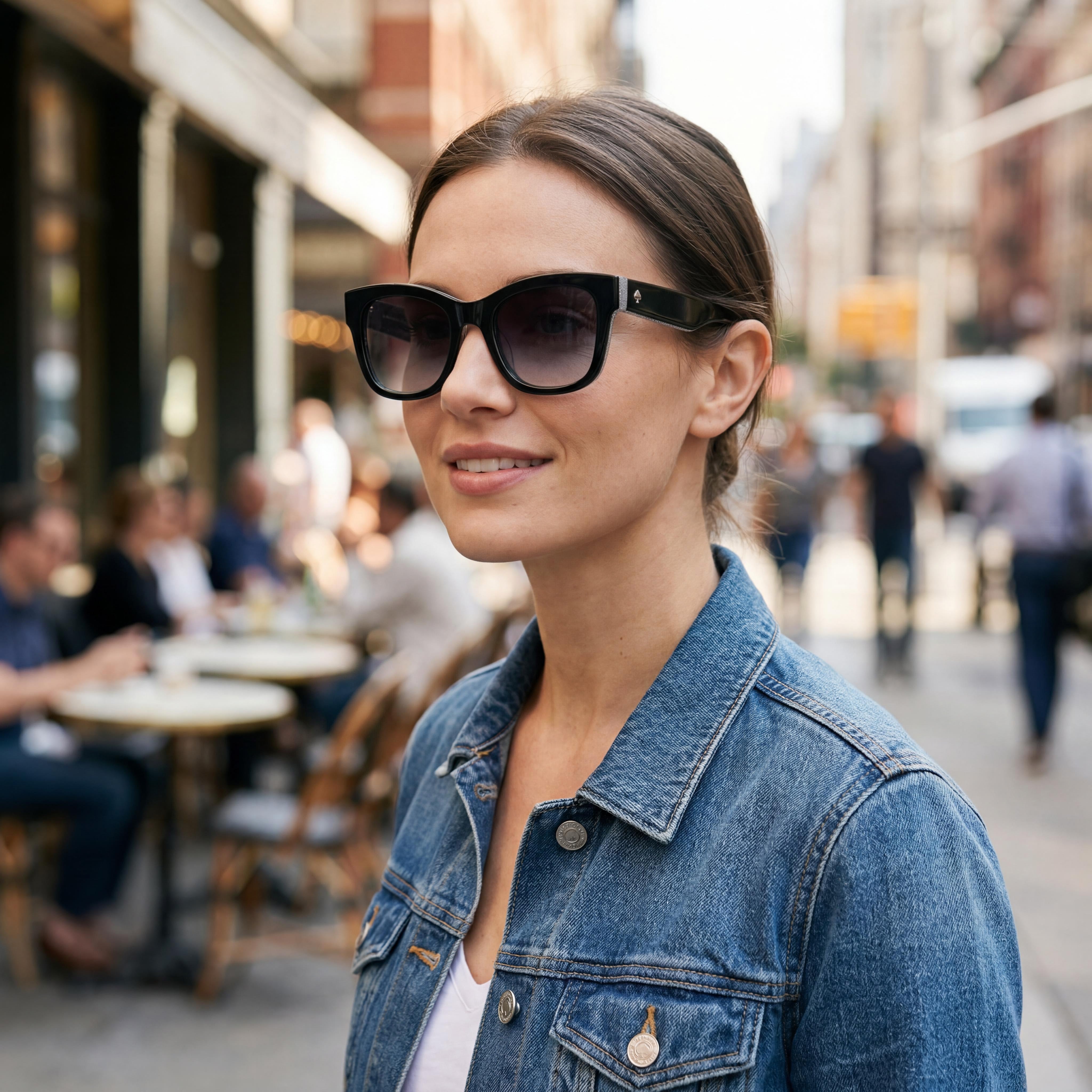 kate spade new york Casual Women's Black Glitter Grey Plastic Frame UV Protection Sunglasses 50mm, Photo 5