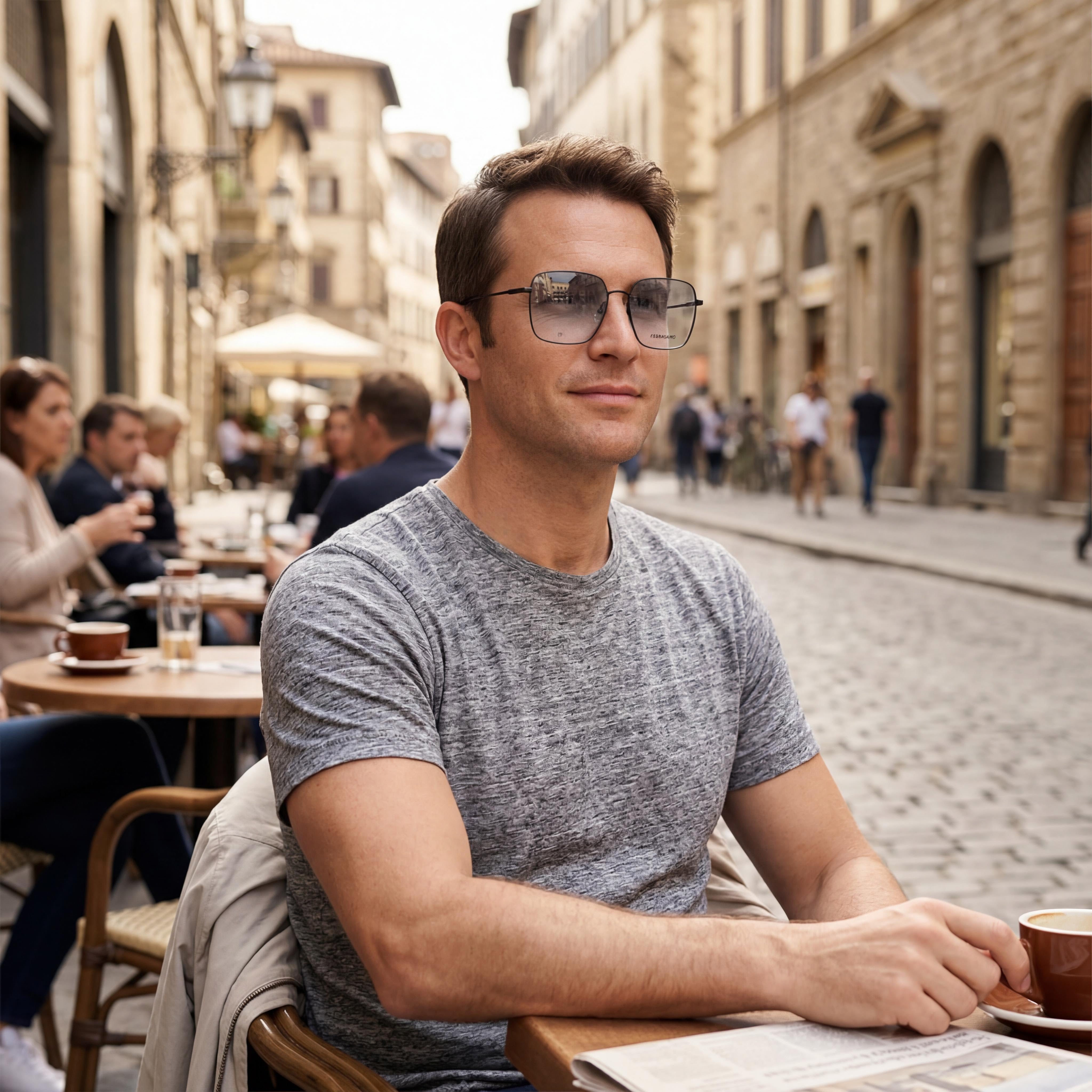 Ferragamo Men's Black White Optical Frames, Photo 4