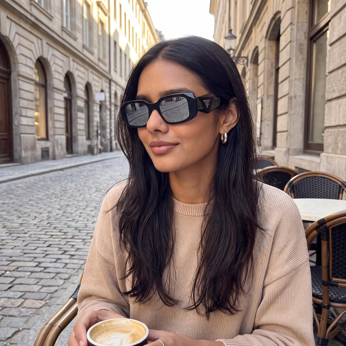 Prada 0pr 17ws Women's Non-Polarized Sunglasses in Black Silver Grey Silver Frame & Light Grey Silver Mirror Lenses 49mm, Photo 3