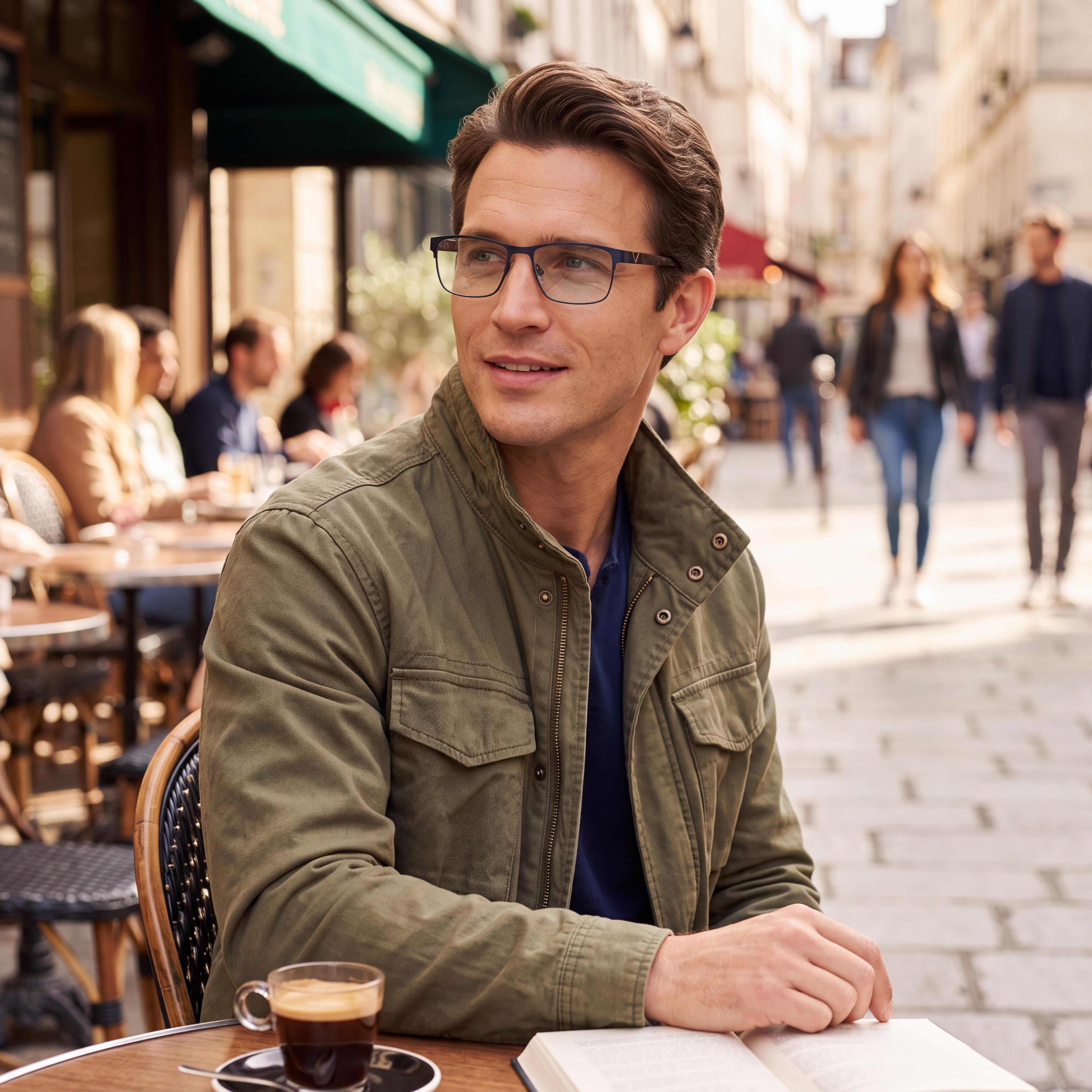 GUESS Gu50003 Gafas de hombre de metal azul mate rubio habana 55 mm, Photo 4