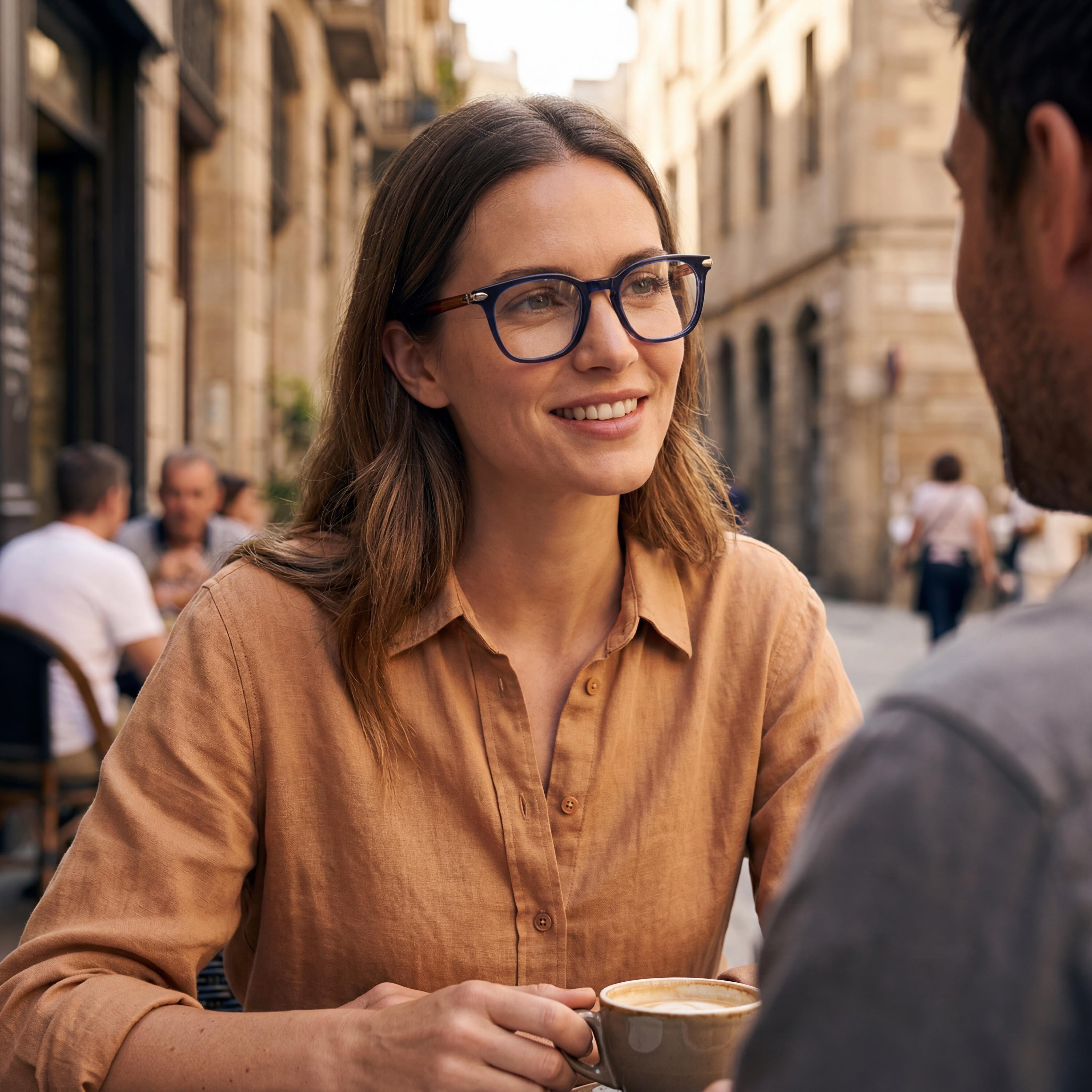 rag & bone Classic Unisex Eyeglasses with Blue Brown Metal Plastic Frame and Light Adaptive Lenses 50mm, Photo 3