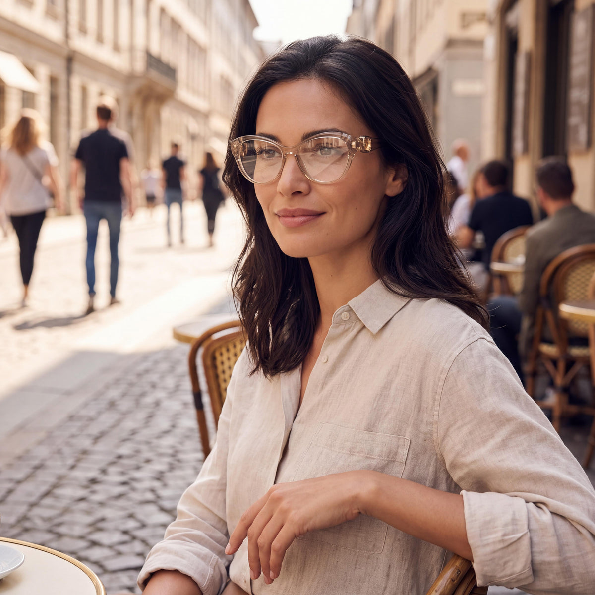 Gafas graduadas Swarovski SK2057 para mujer, montura de plástico beige transparente con lentes de efecto ojo de gato, 53 mm, Photo 4