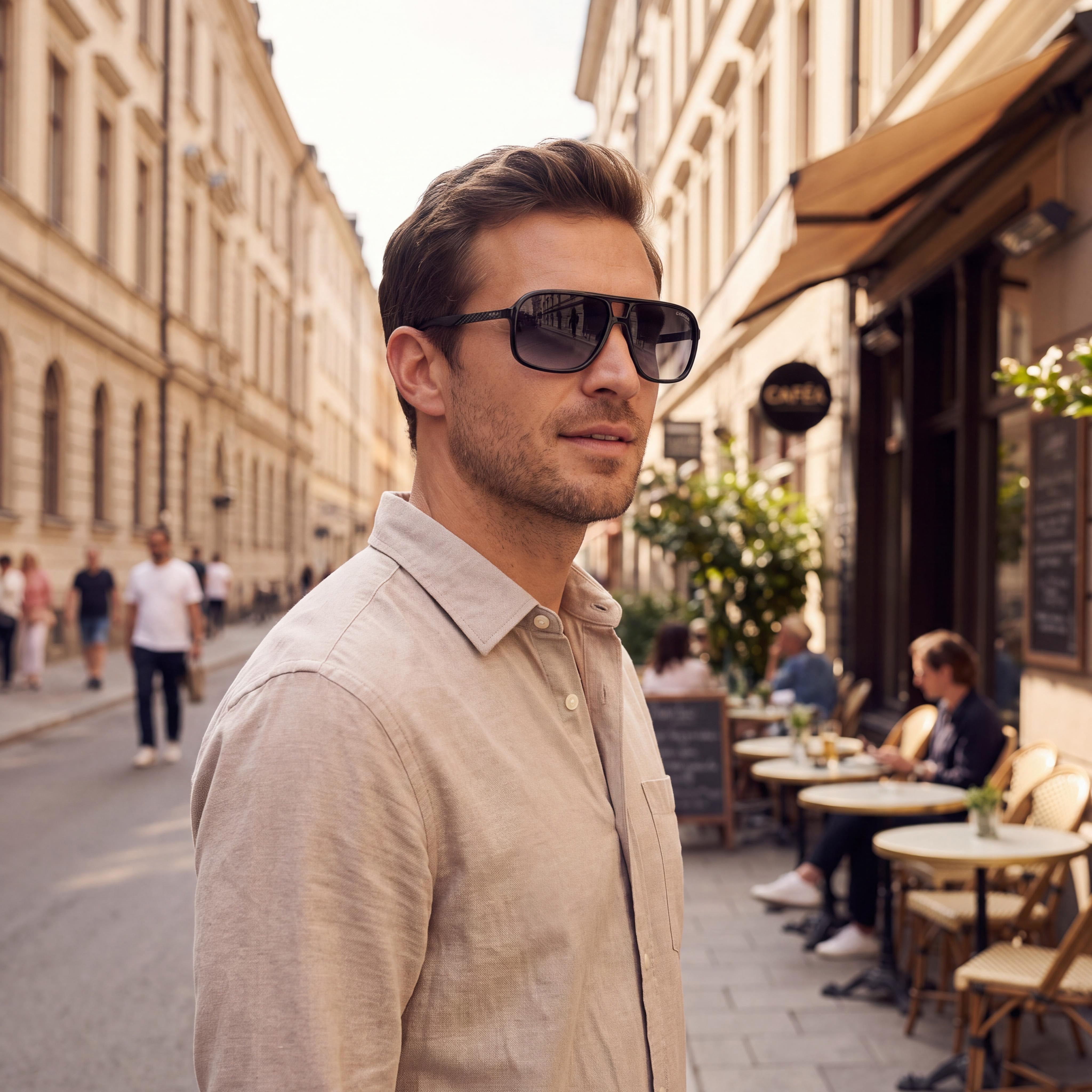 Carrera CARRERA 8035/S Men's Black Navigator Polyamide Sunglasses, Dark Grey Shaded Non-Polarized UV Protection Lenses 61mm, Photo 6