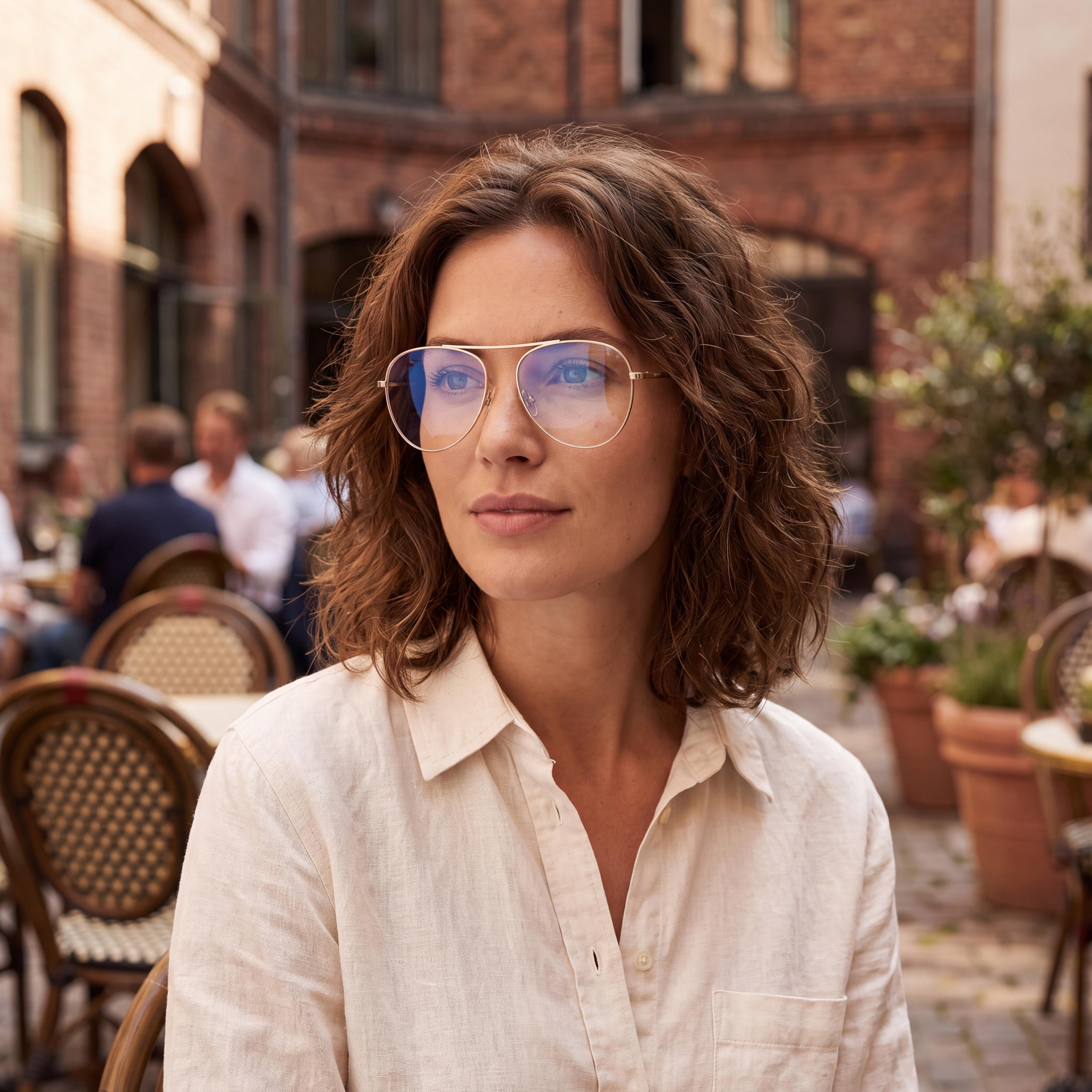 Gafas ópticas de aviador M Missoni para mujer con montura de acero aleado en oro rosa y lentes de policarbonato en oro rosa 55-16-140, Photo 3