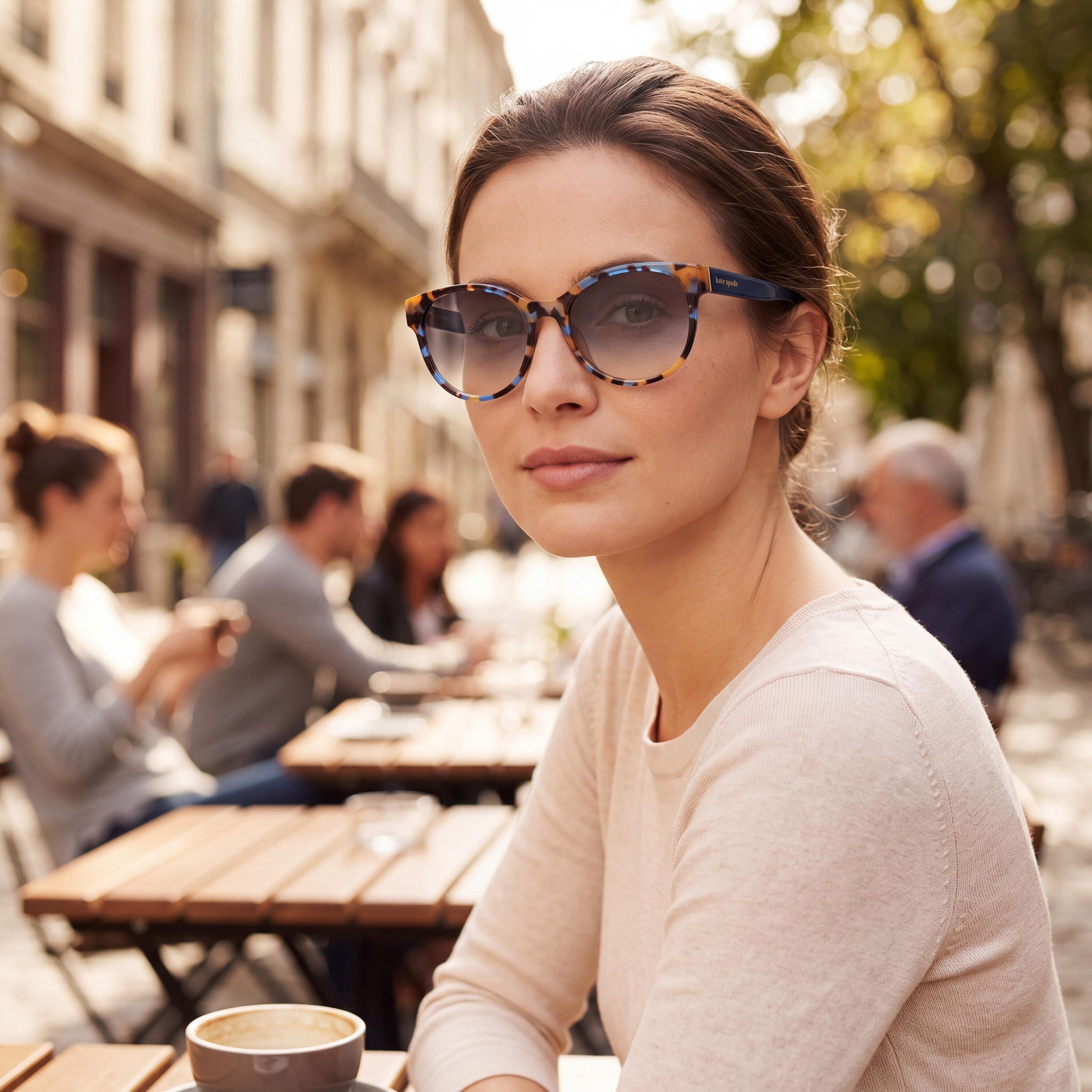 kate spade new york Seasonal Women's Havana Yellow Acetate Frame UV Protected Polycarbonate Lens 55mm Sunglasses, Photo 4