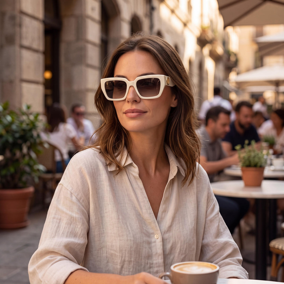 Marc Jacobs Classic MARC 809/S Women's Rectangular Ivory Acetate Brown Shaded Non-Polarized Sunglasses, Photo 4