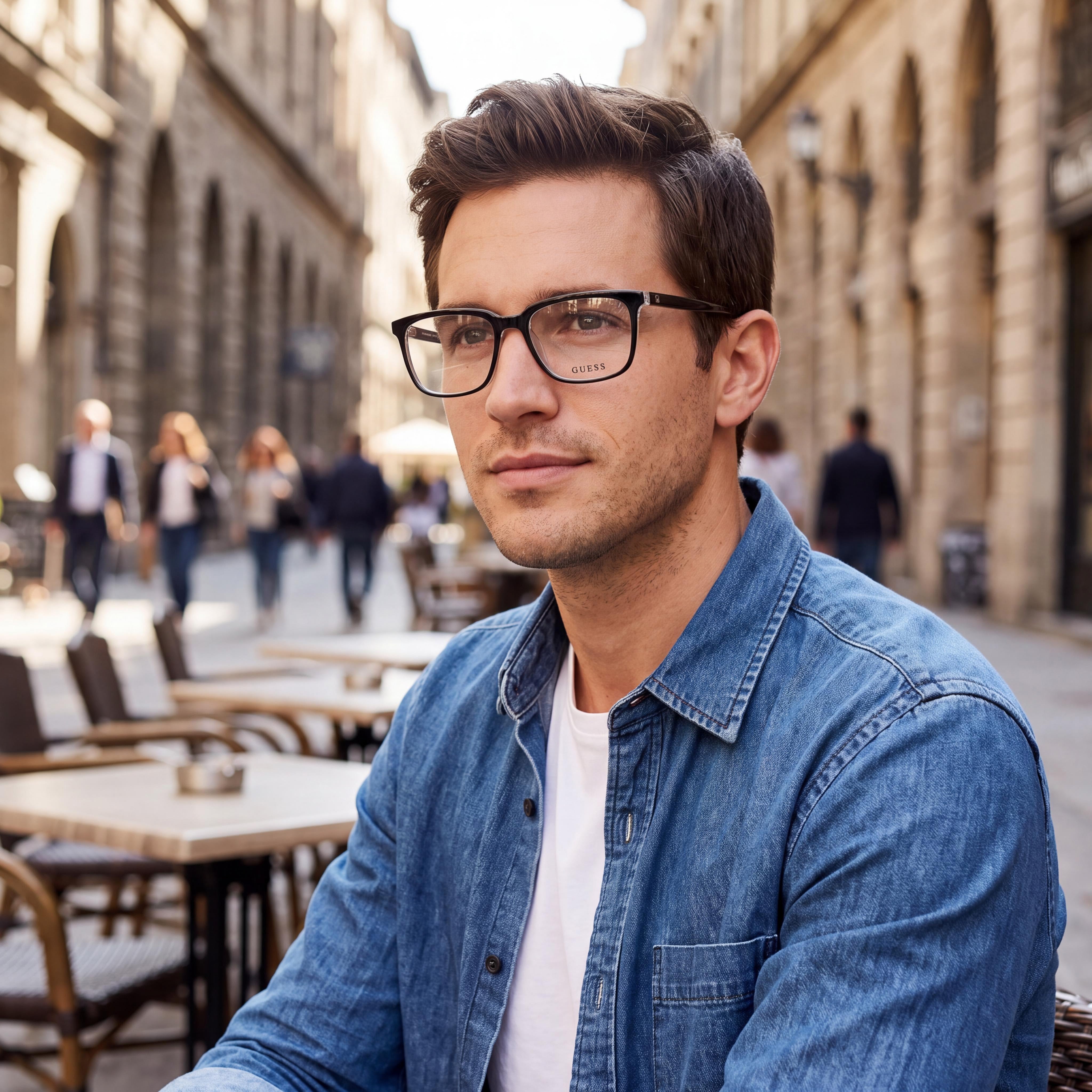 Gafas de sol GUESS Gu50063 negras, montura de plástico monocolor para hombre, lentes transparentes de policarbonato de 56-18-145mm, Photo 4