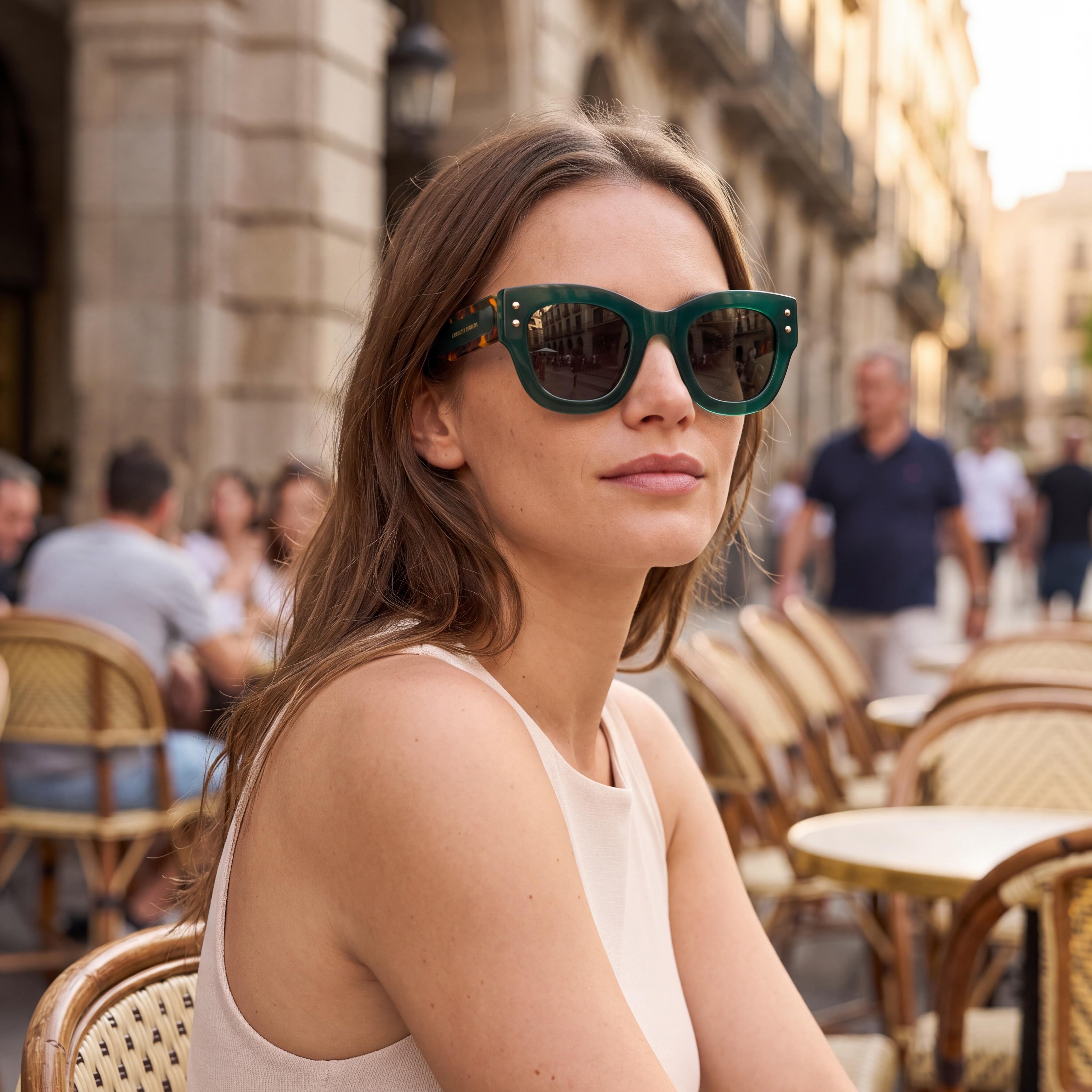 Carolina Herrera HER 0222/S Women's Green Havana Sunglasses with Ecological Oil Frame, Non-Polarized, 47mm Lens Width, Photo 4
