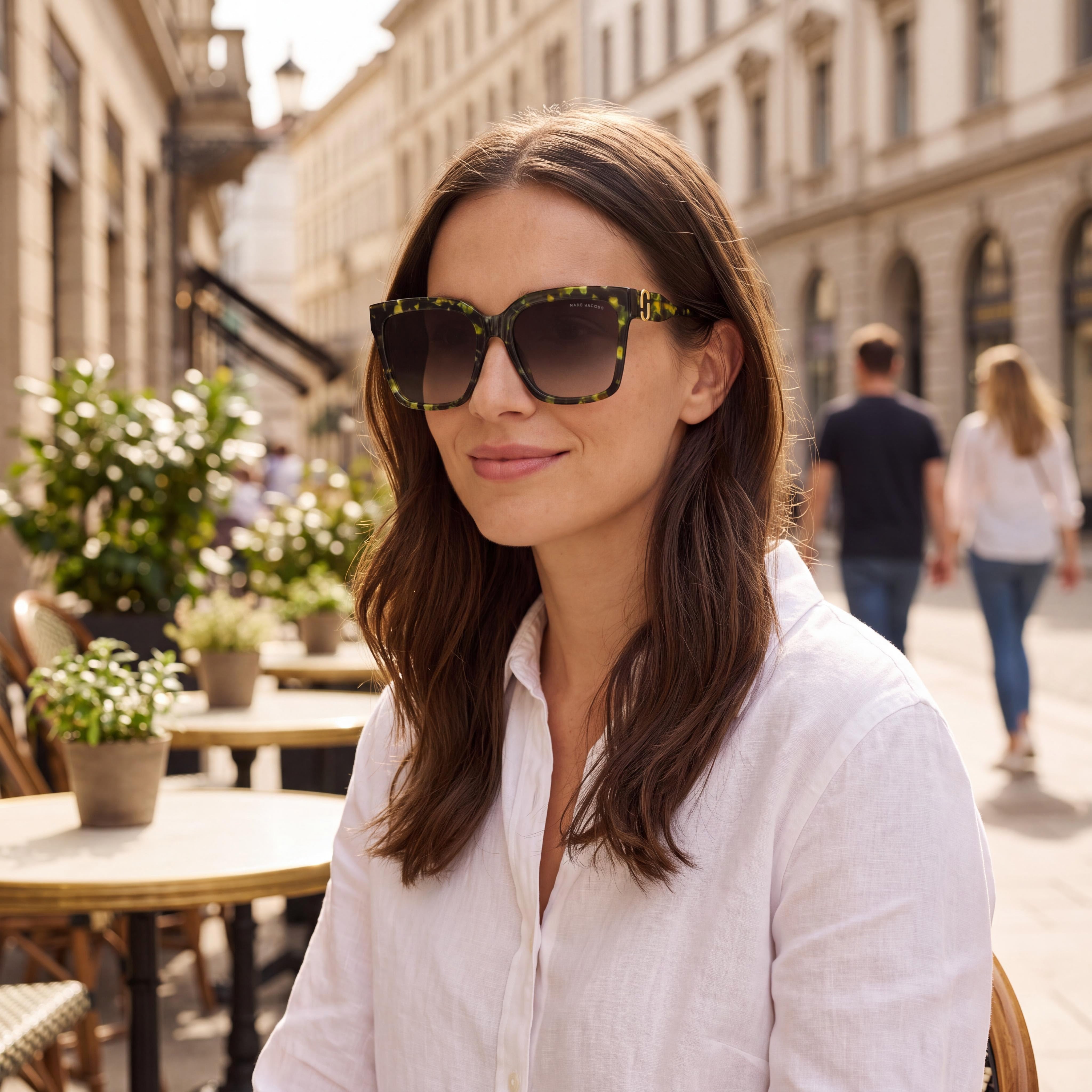 Marc Jacobs Marc 764/S Women's Acetate Sunglasses, Green Havana/Brown Frame, Brown Lenses, 57mm UV Protection, Photo 6