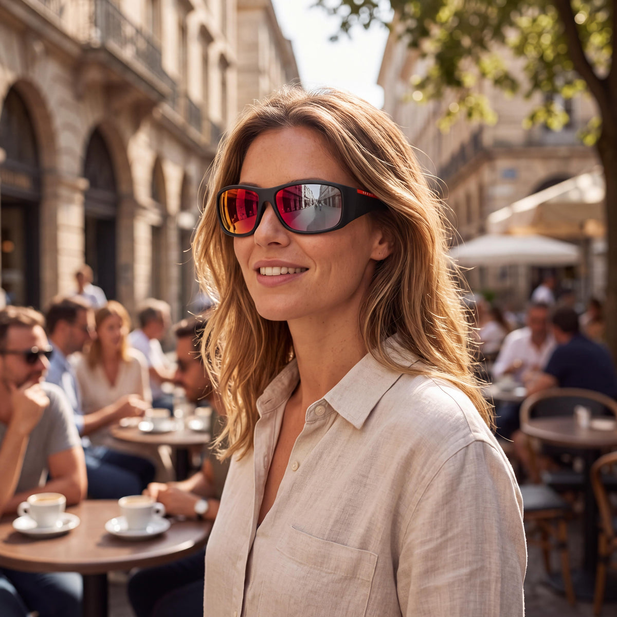 Gafas de sol Prada Ps04vs 1bo9q1 66 unisex con montura de plástico negro brillante denim, lentes gris oscuro con espejo azul, no polarizadas y con protección UV, 66 mm, Photo 4