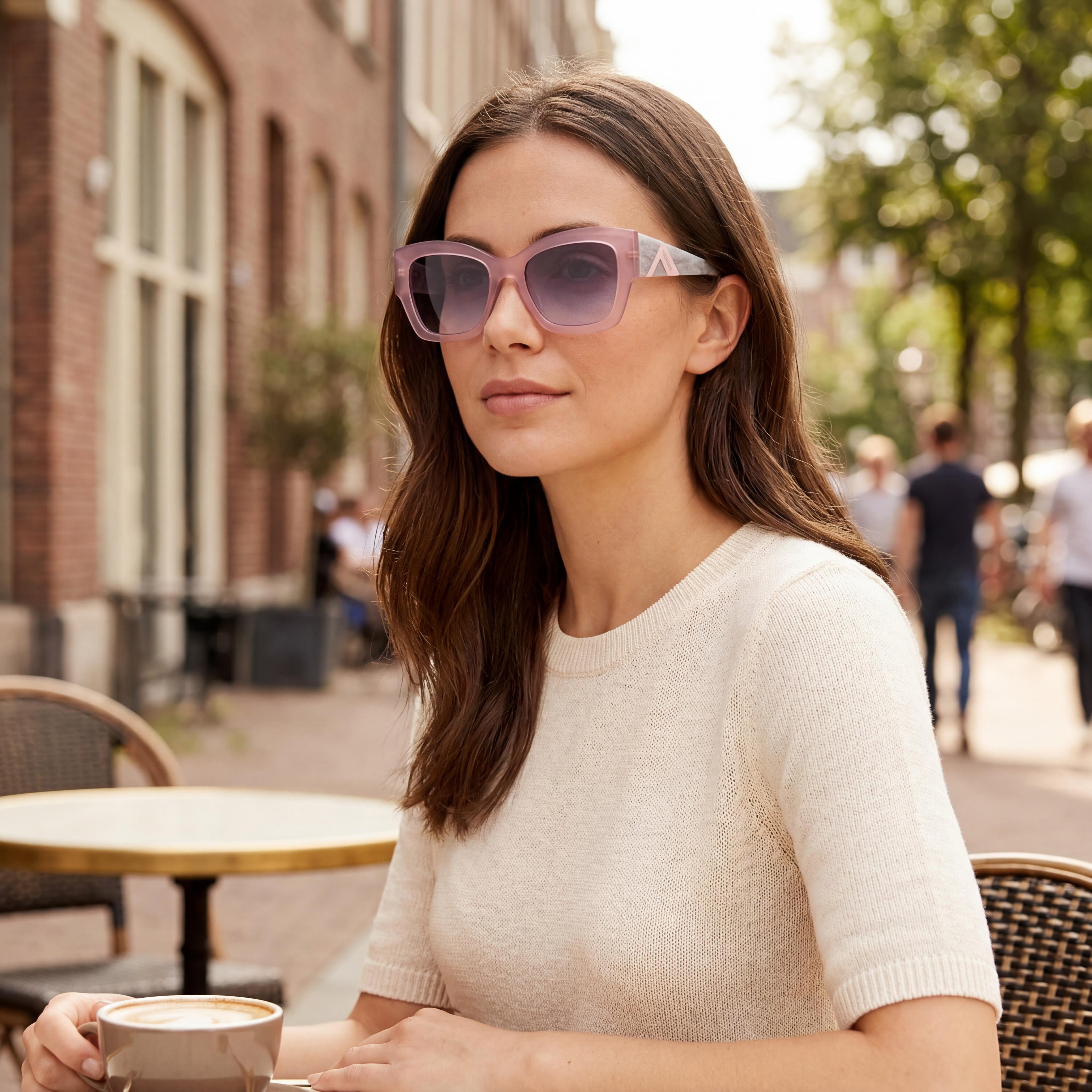 Gafas de sol Missoni Seasonal para mujer, de acetato, con protección UV, montura gris a rayas rosa/gris, 53-19-140 mm, Photo 4