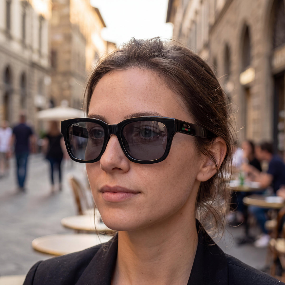 Gafas de sol unisex Gucci Modern Collection GG1857S-005 con montura negra y lentes negras 55-18-145mm, Photo 4