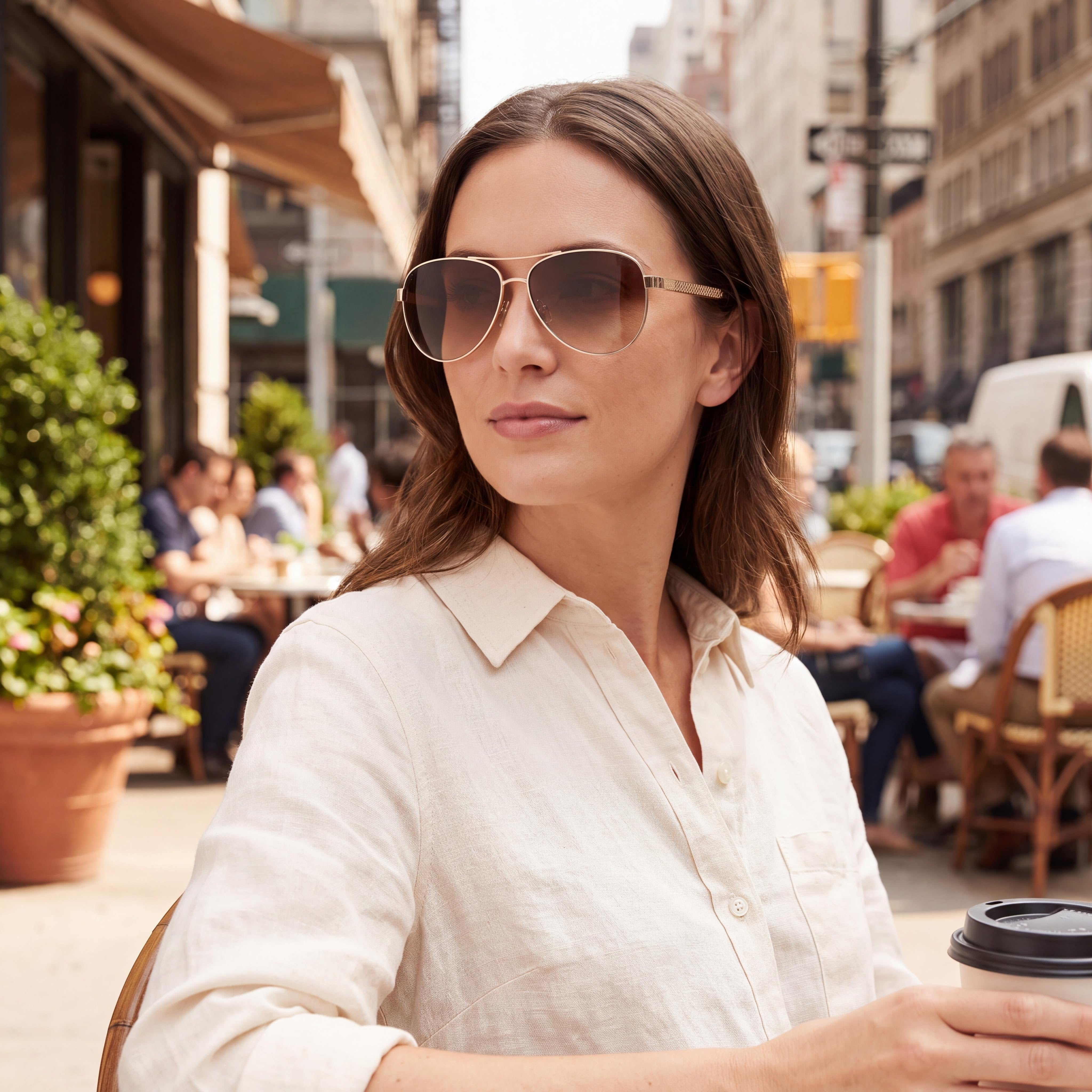 kate spade new york Women's Pilot Stainless Steel Gold Brown Gradient Brown Gradient Polarized UV Sunglasses 57-12-140, Photo 4