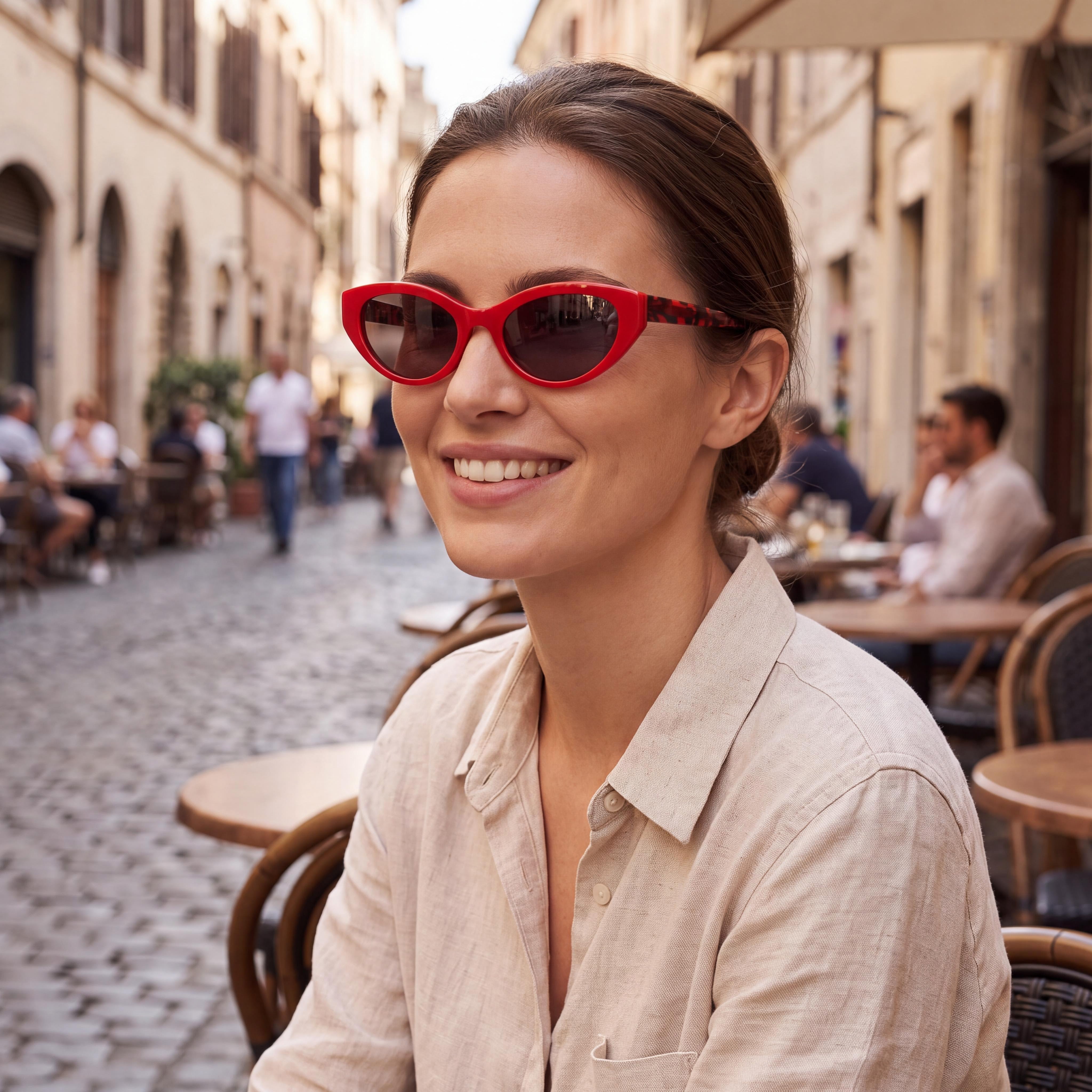 DKNY Classic Women's Red Acetate Frame Eyewear with UV Protection, Non-Polarized Polycarbonate Lenses, Size 51-20-140, Photo 6