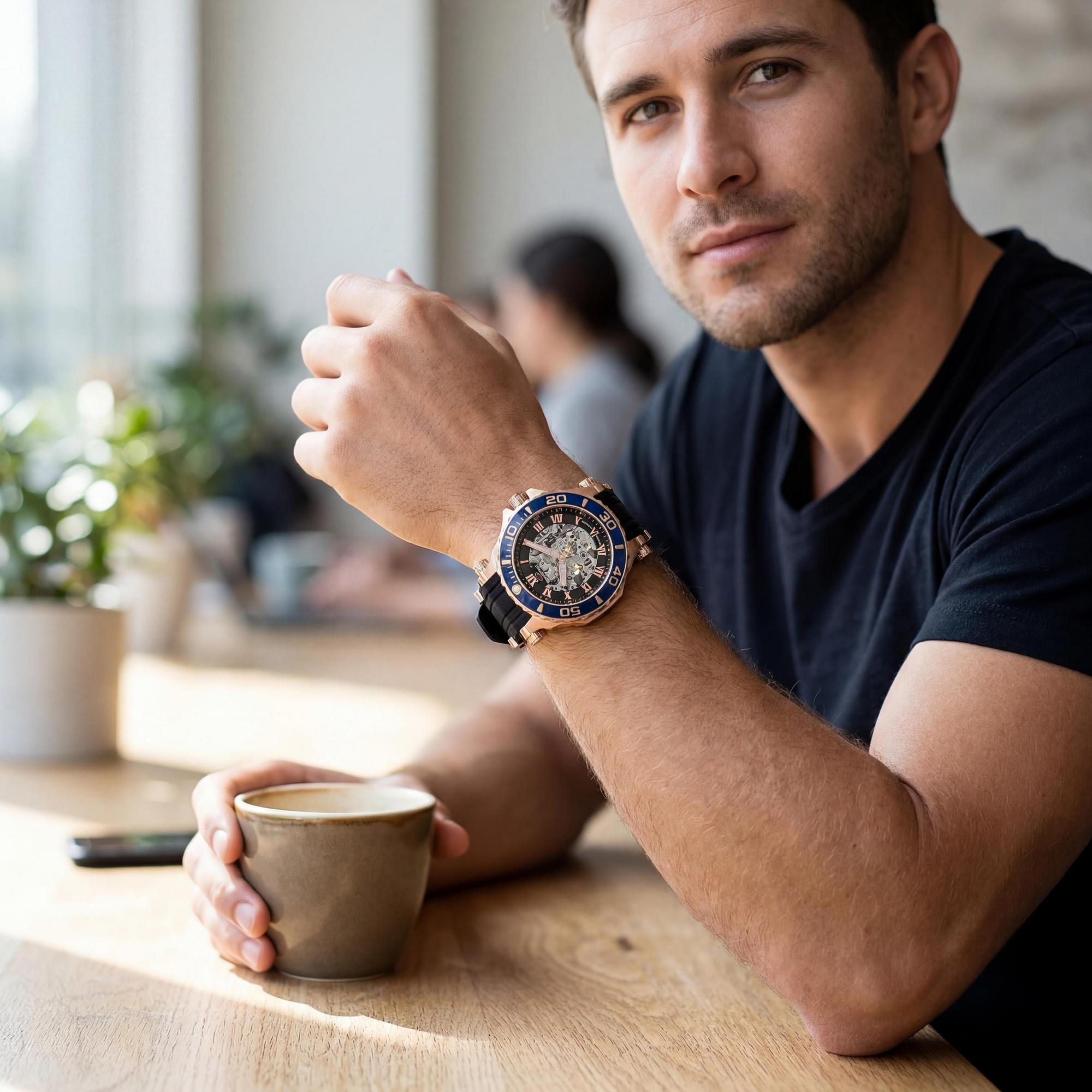 Seapro Modern Men's Black Automatic Stainless Steel Water Resistant Watch, Photo 4