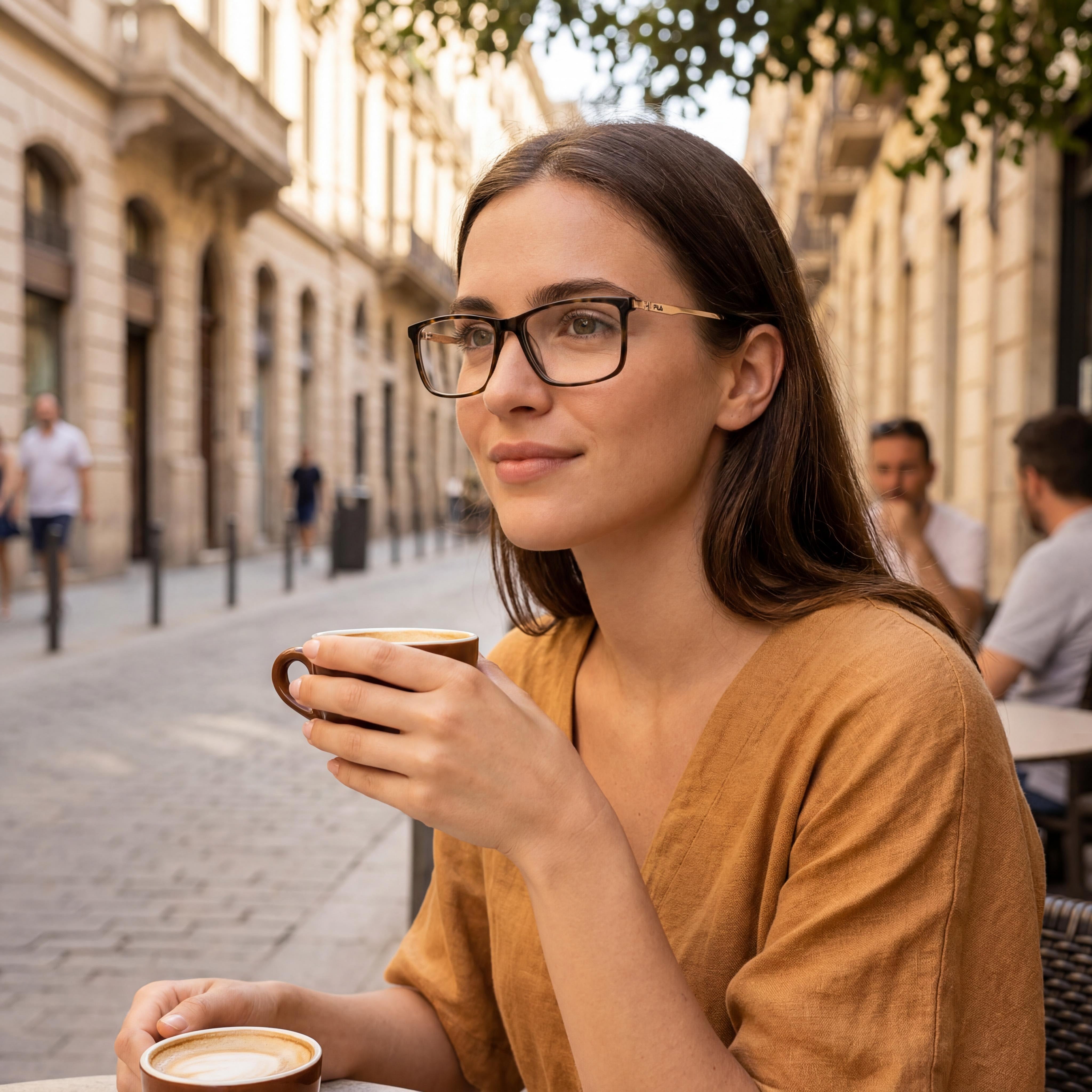 Fila Classic Unisex Eyeglasses with Acetate-Metal Combination Frame in Shiny Dark Havana 54mm, Photo 4