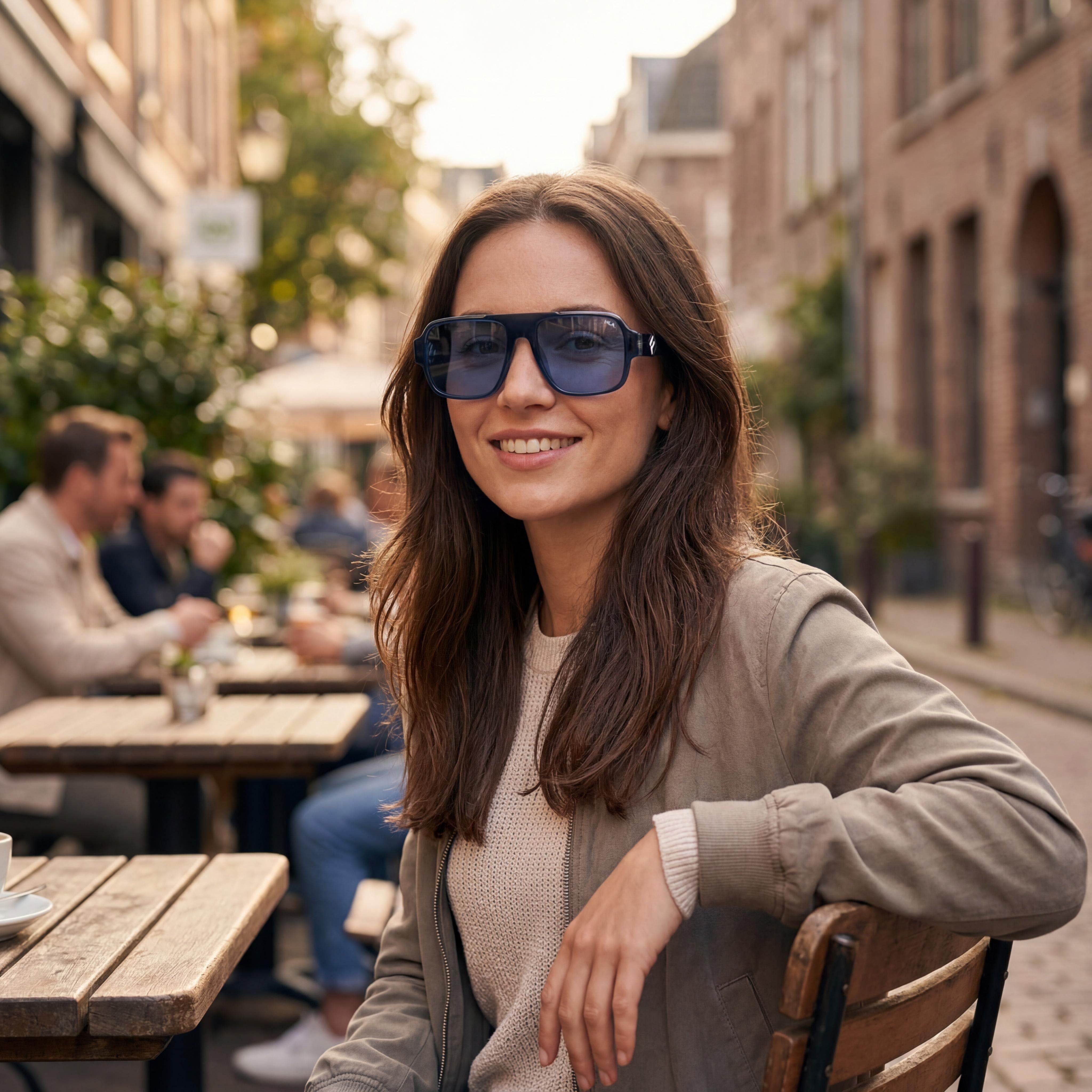 Fila Casual Navigator Unisex Blue Top Clear Blue Acetate Frame POLIESTERE CR39 Lens Sunglasses 54mm, Photo 4