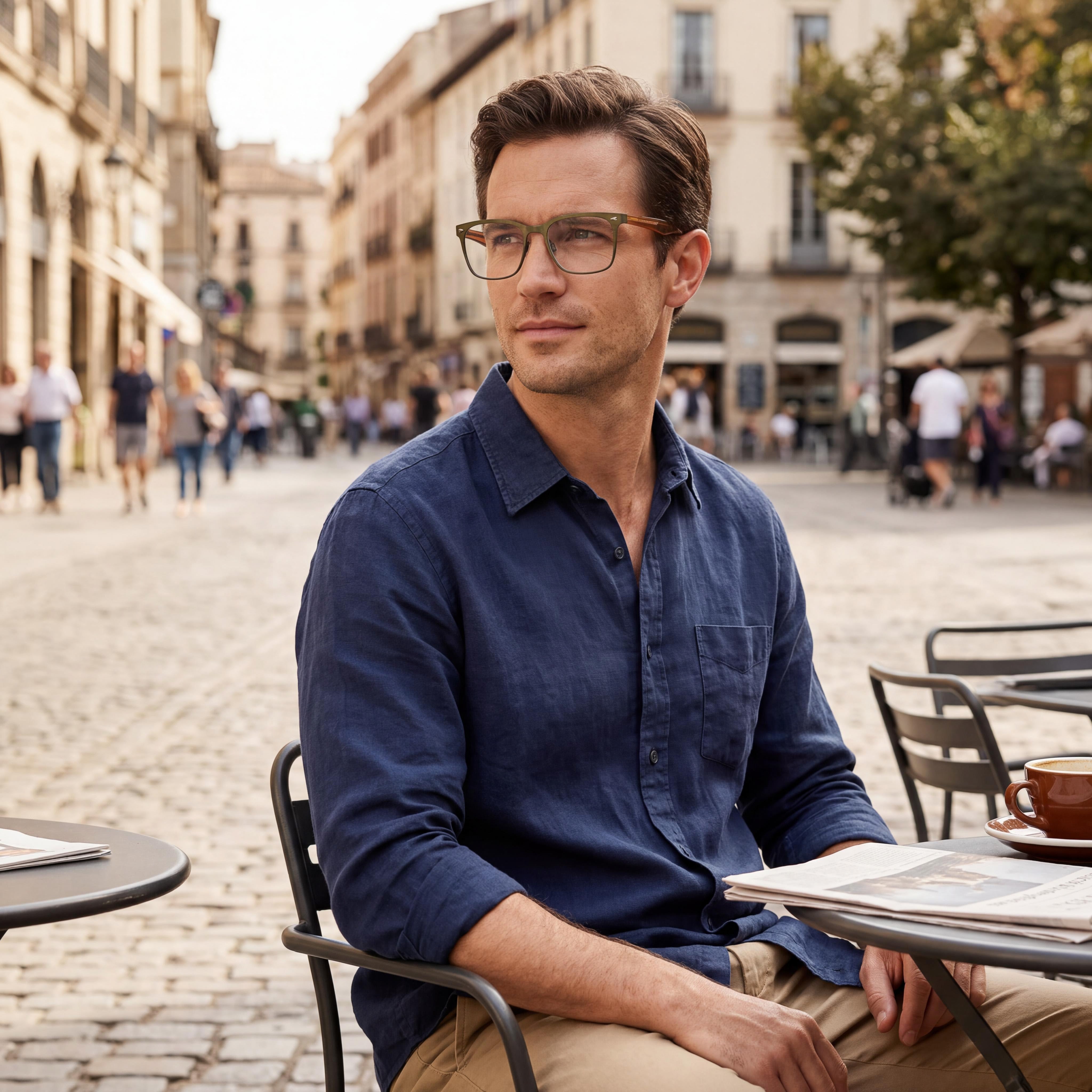 Armazones de metal para gafas de receta Rag & Bone Rnb 7002 para hombres, color café oliva oscuro, con lentes de 54 mm, puente de 19 mm, patillas de 145 mm, Photo 6