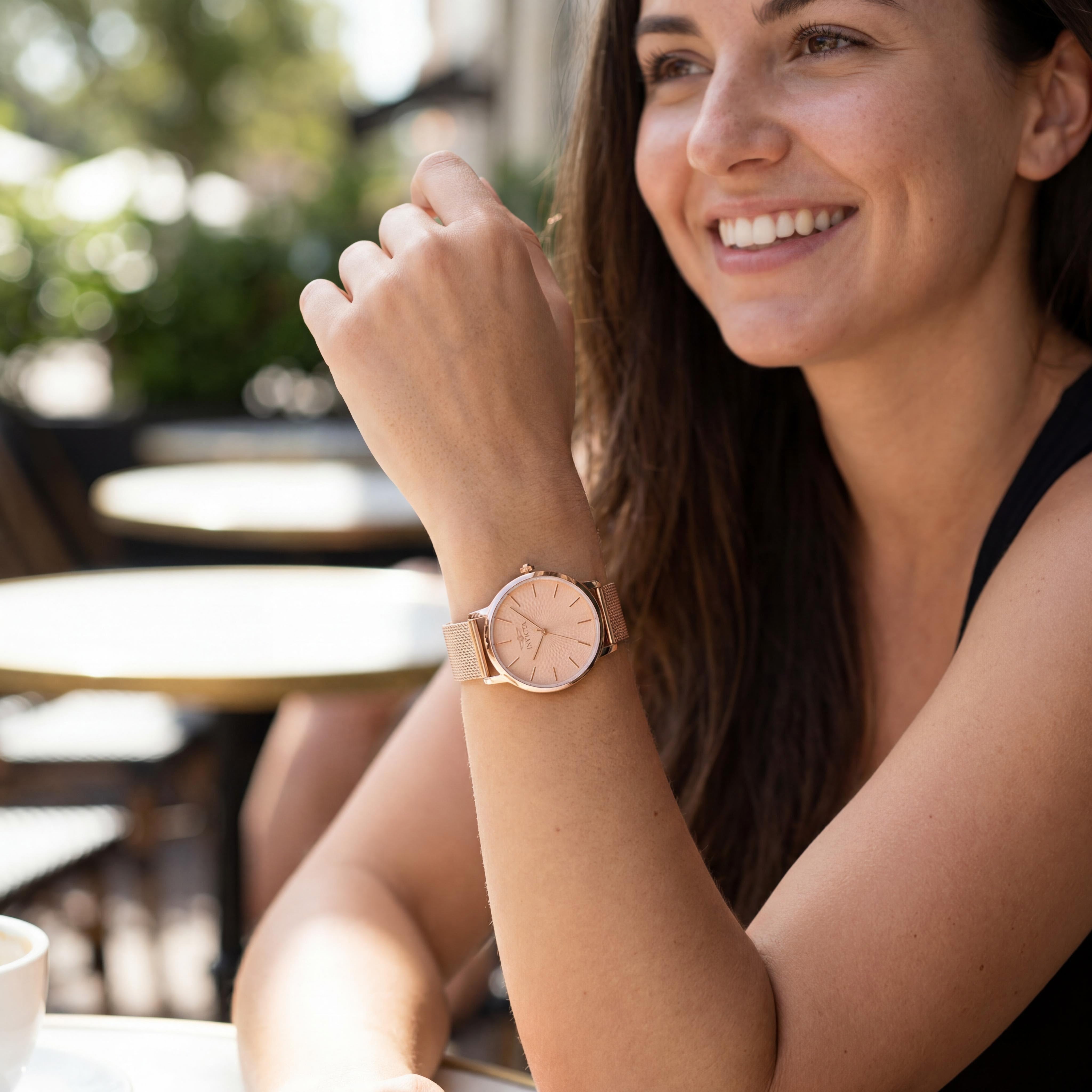 Invicta Wildflower Women's Quartz Wrist Watch, 38mm Stainless Steel Bracelet, Rose Gold Dial, Photo 5
