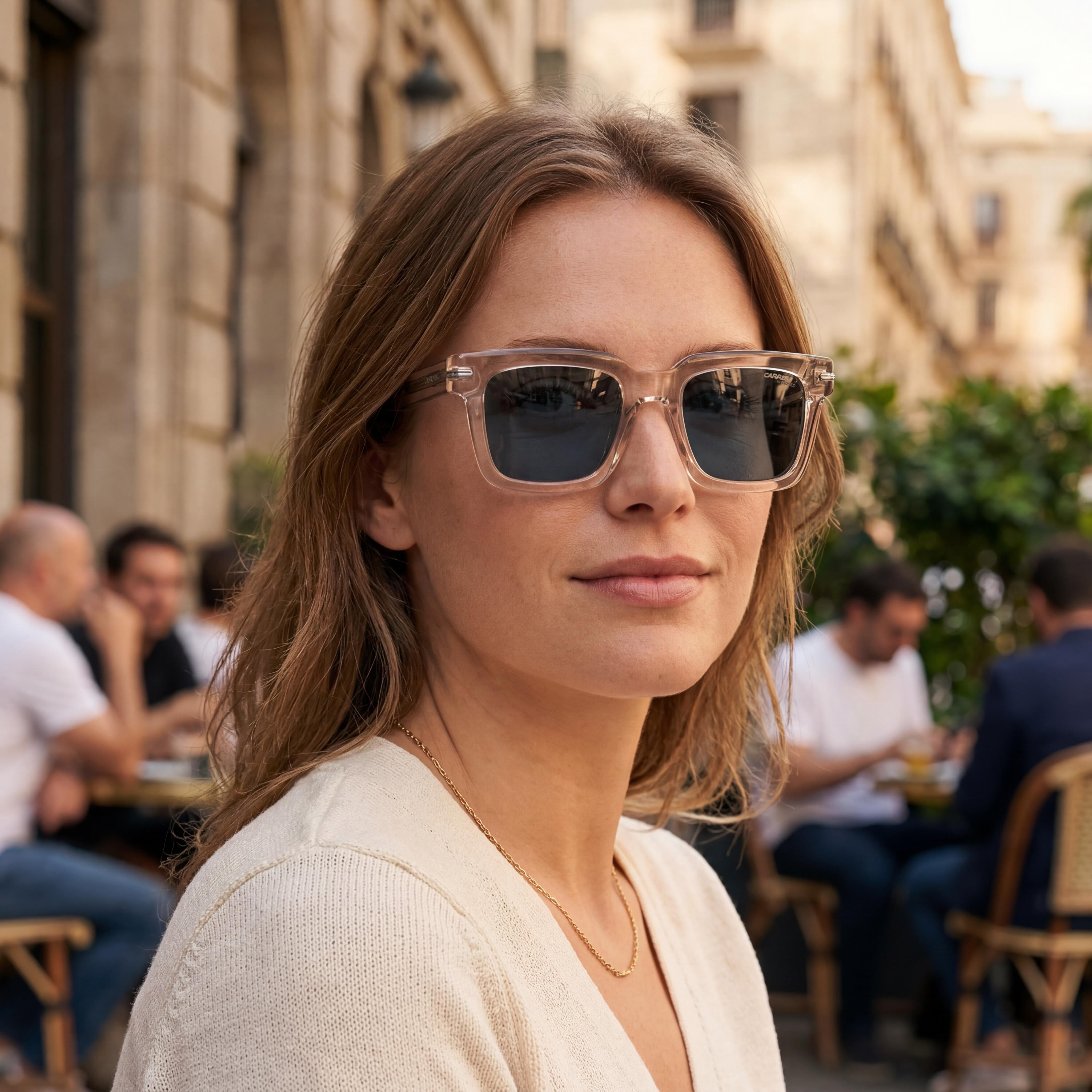 Gafas de sol Carrera Signature Unisex de acetato con montura rectangular en color nude, sin polarizar, protección UV 400, 52 mm, Photo 4