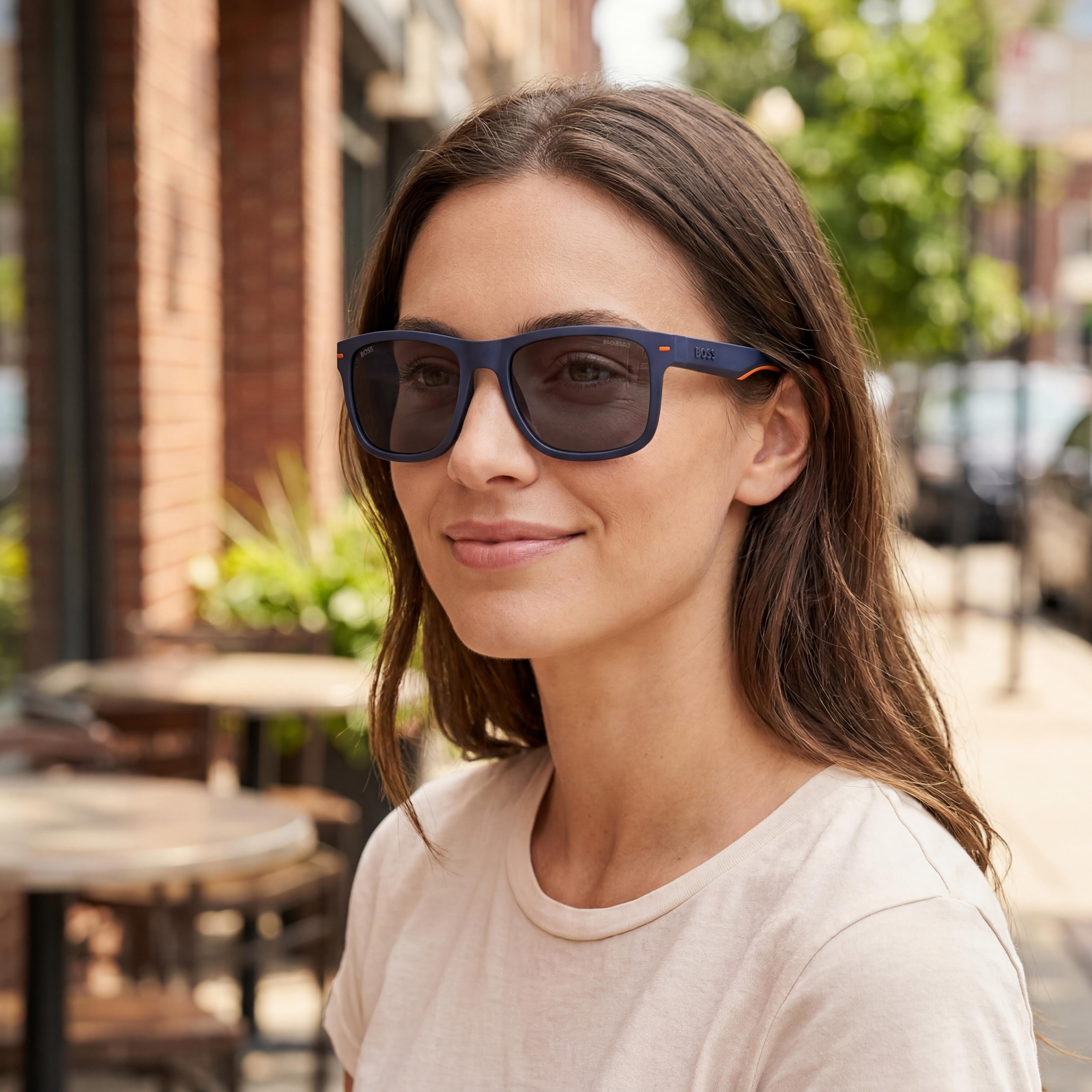 Hugo Boss Classic Matte Blue Orange Grey ECO Polyamide Polarized UV Protection Unisex Sunglasses 55-19-140, Photo 4