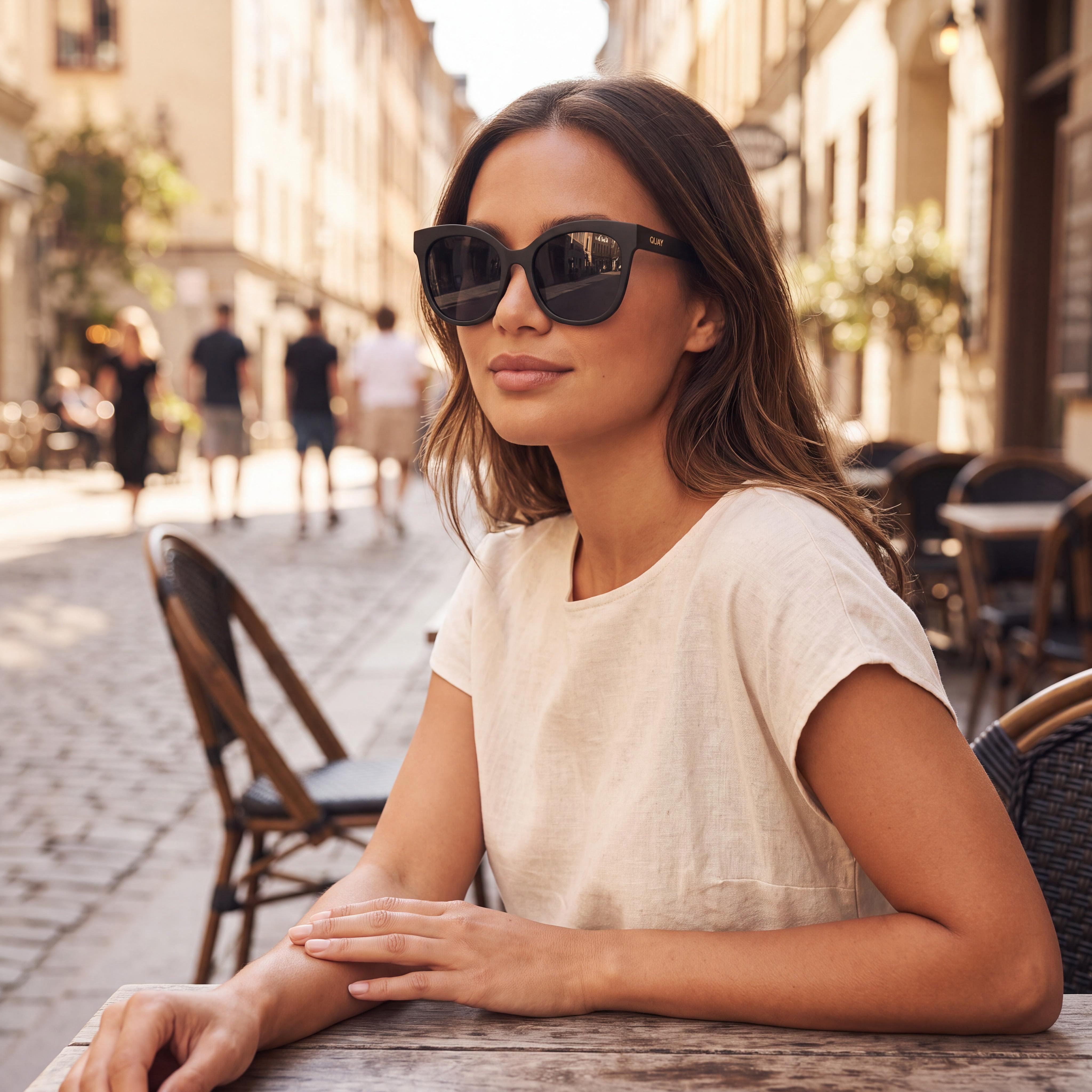 QUAY AUSTRALIA It's My Way Women's Oversized Cat Eye Black Plastic Frame Smoke Lens 100% UV Protection Sunglasses 55mm, Photo 5