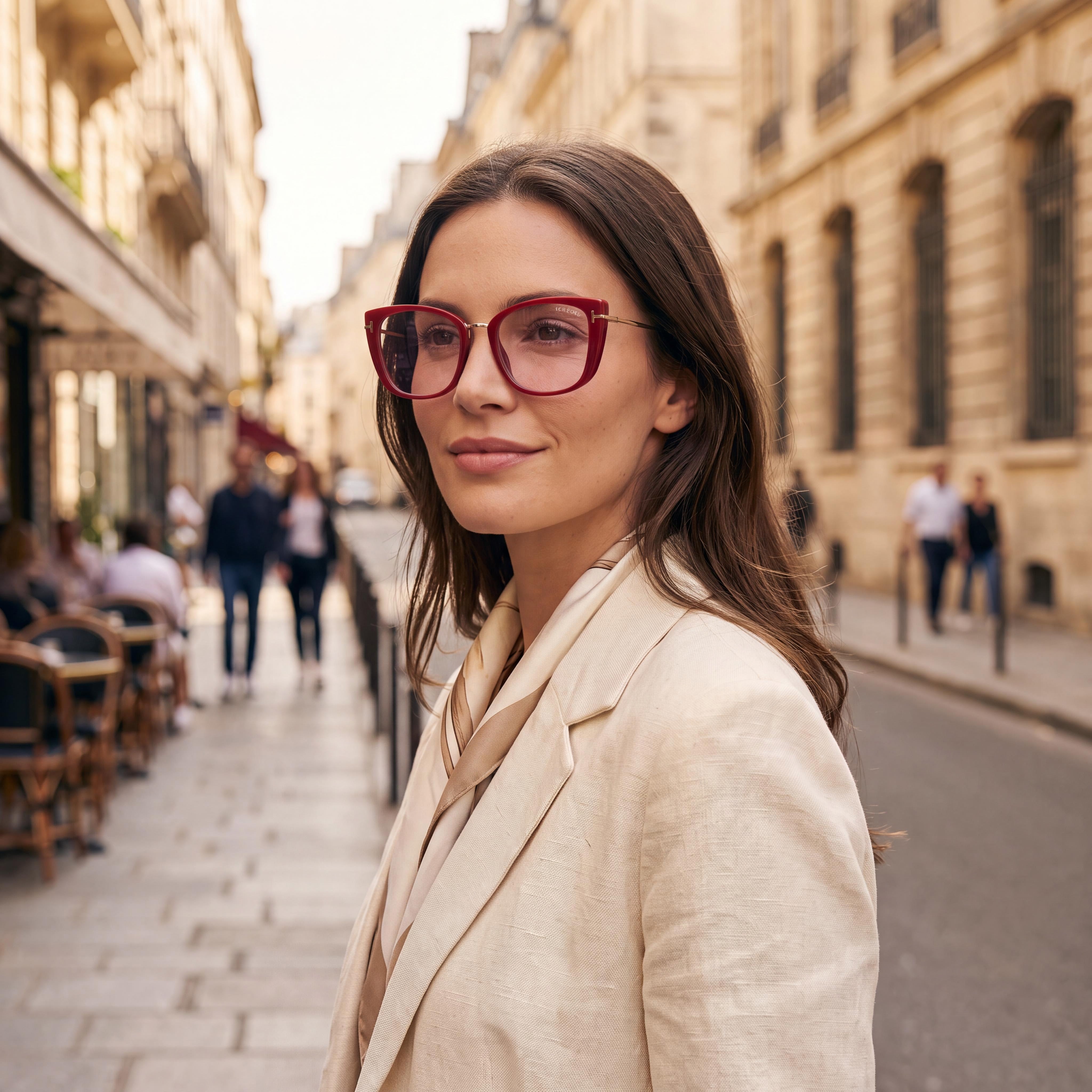 Tom Ford FT5816-B Women's Plastic Cat Eye Blue-Light Block Eyeglasses Shiny Fuchsia Rose Gold 53mm, Photo 5