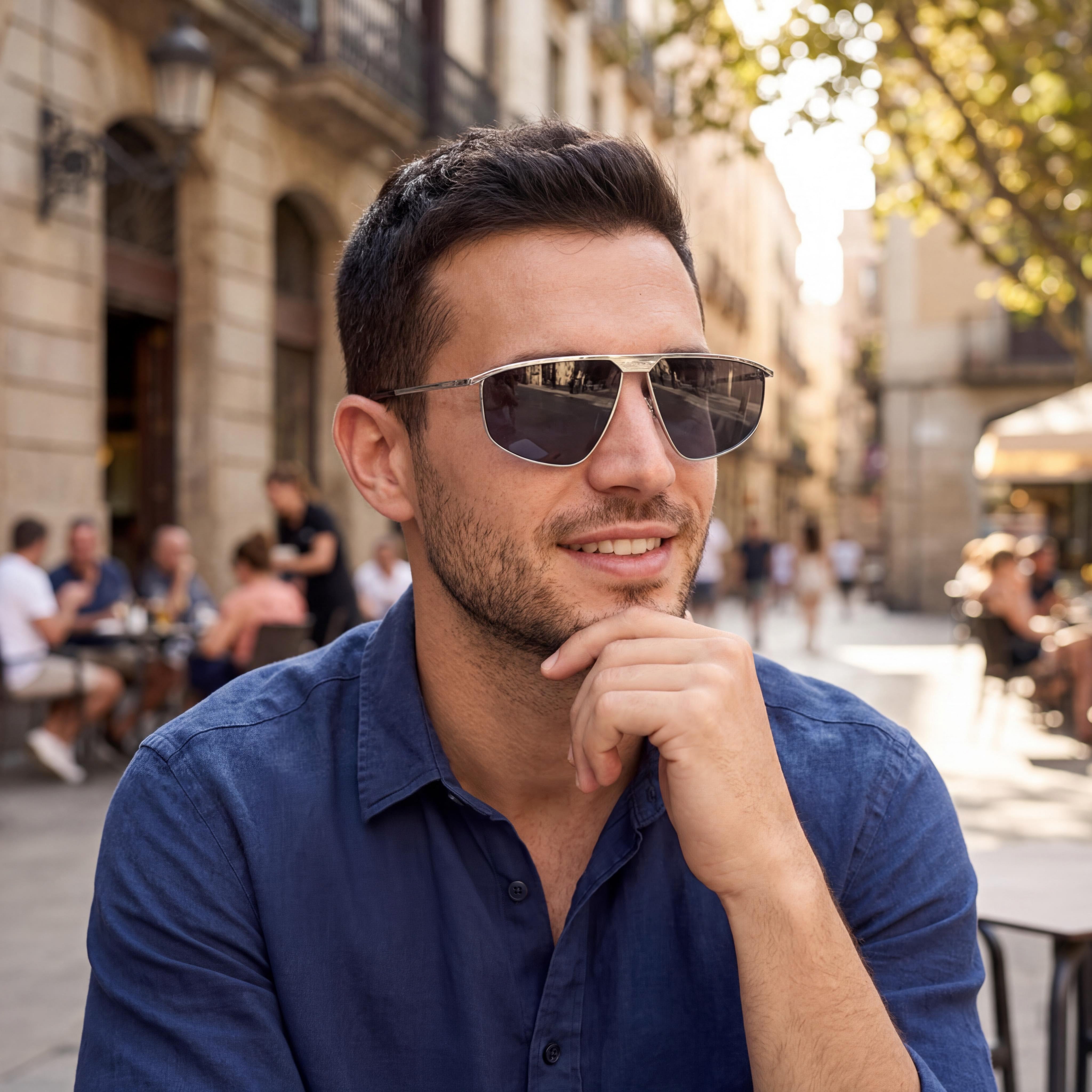Gafas de sol de piloto de metal gris paladio Contemporaneo de hombre Adidas Originals con lentes grises y protección UV de 62 mm, Photo 6
