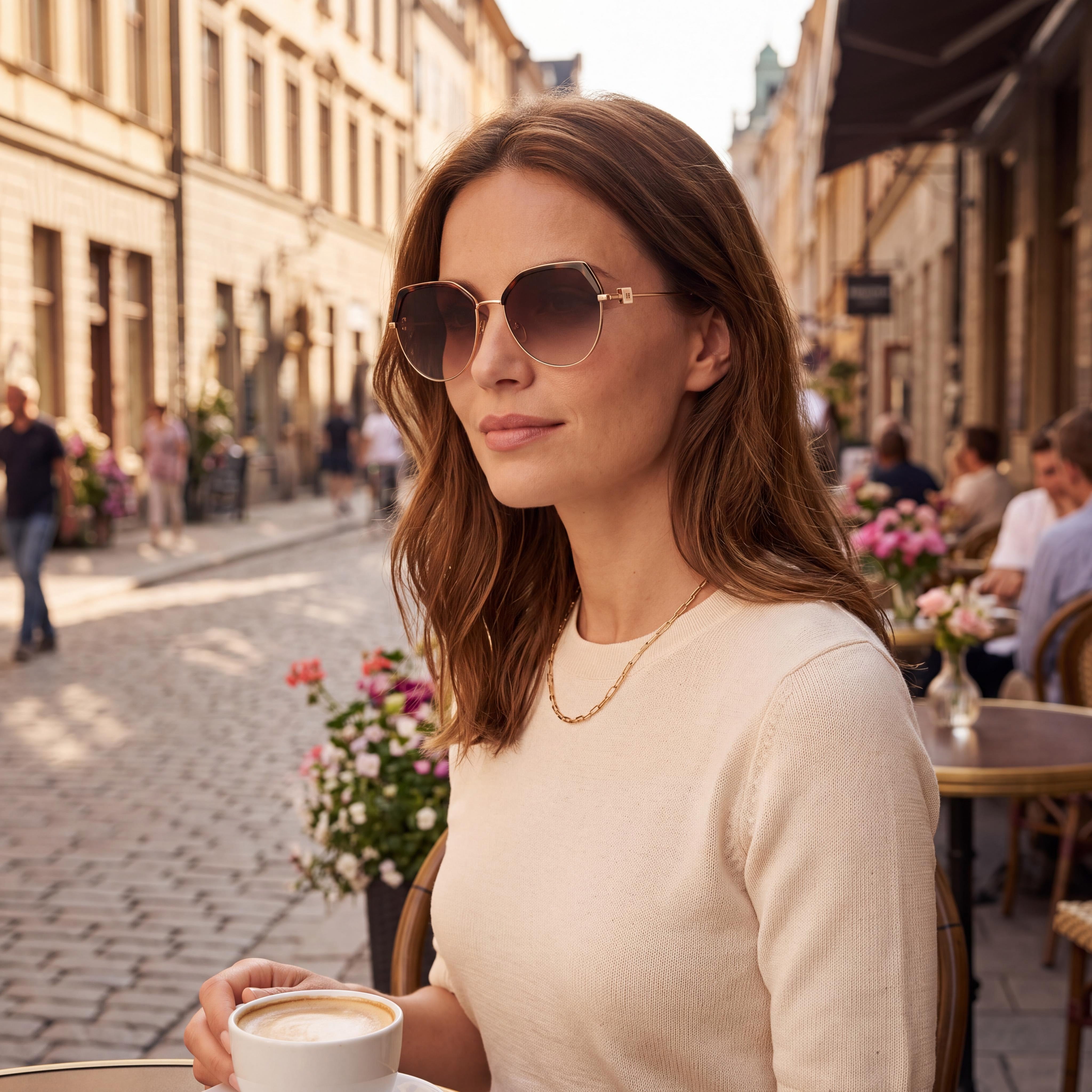 Carolina Herrera Modern Women's Brown Havana Gold Metal Sunglasses with Polycarbonate Non-Polarized Lenses 56mm, Photo 5