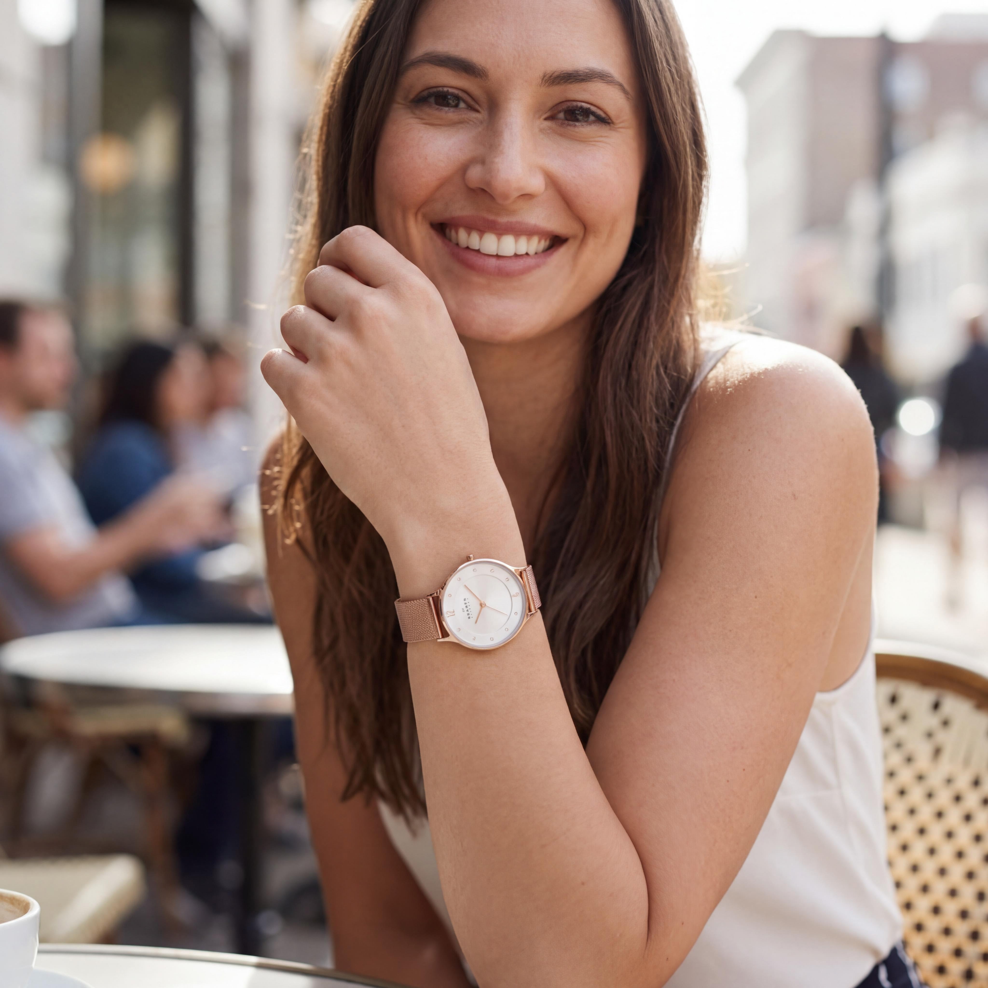 SKAGEN DENMARK SKW2151 Analogue Watch, Women's Rose Gold Stainless Steel Mesh Bracelet, Quartz Movement, 30mm Case, Photo 4