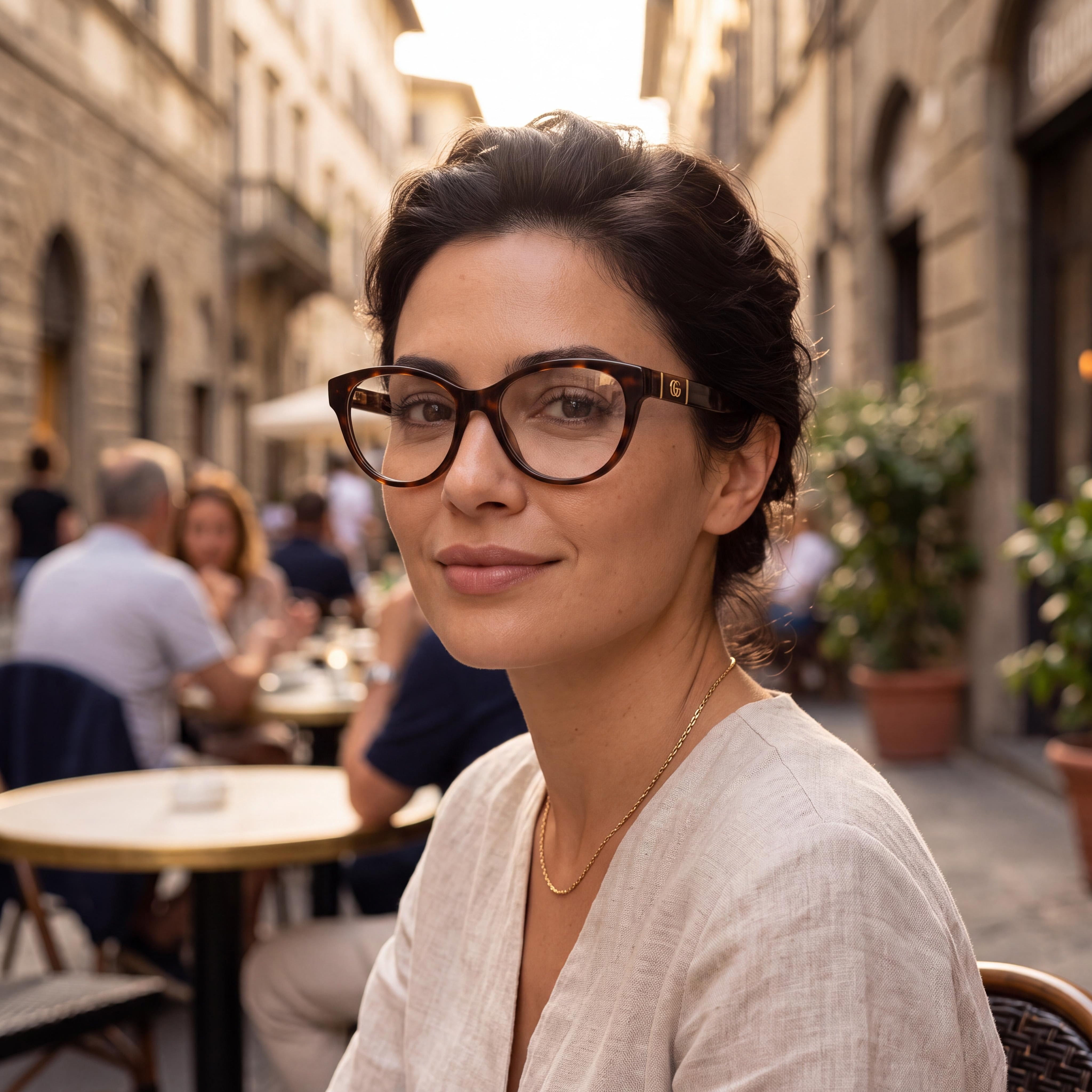 Gucci Women's GG0633O 002 Havana Plastic Cat Eye Frame Eyeglasses (Lens 54mm, Bridge 16mm, Temple 145mm), Photo 4