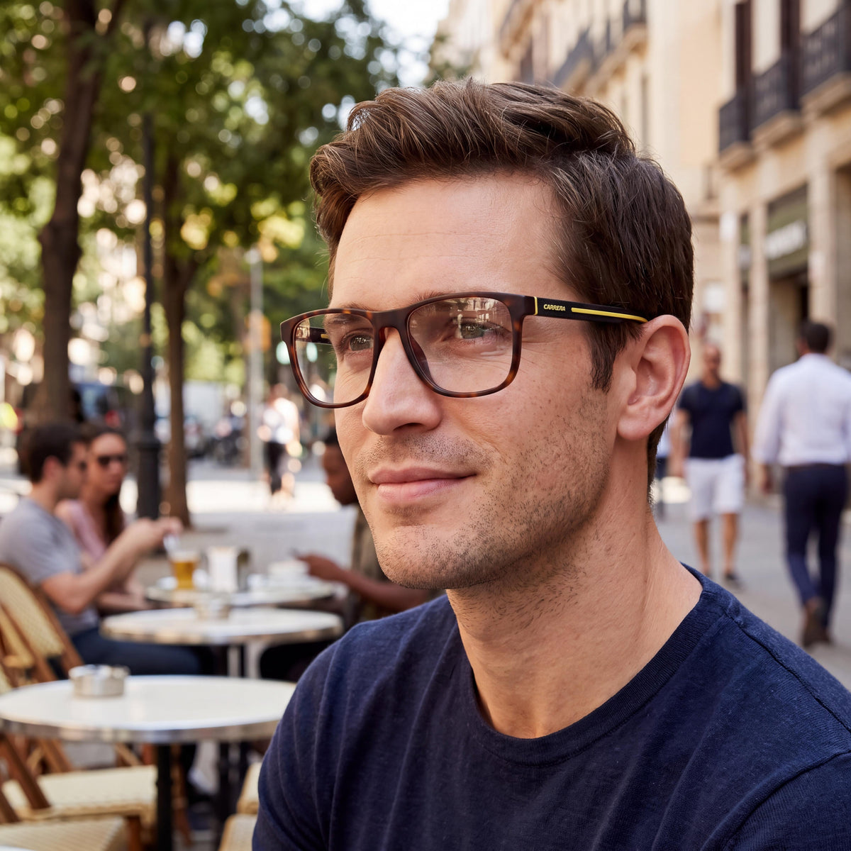 Carrera Men's Rectangular Optical Frames with Polarized Lenses, Polyamide Frame, Matte Havana, 55mm, Photo 5