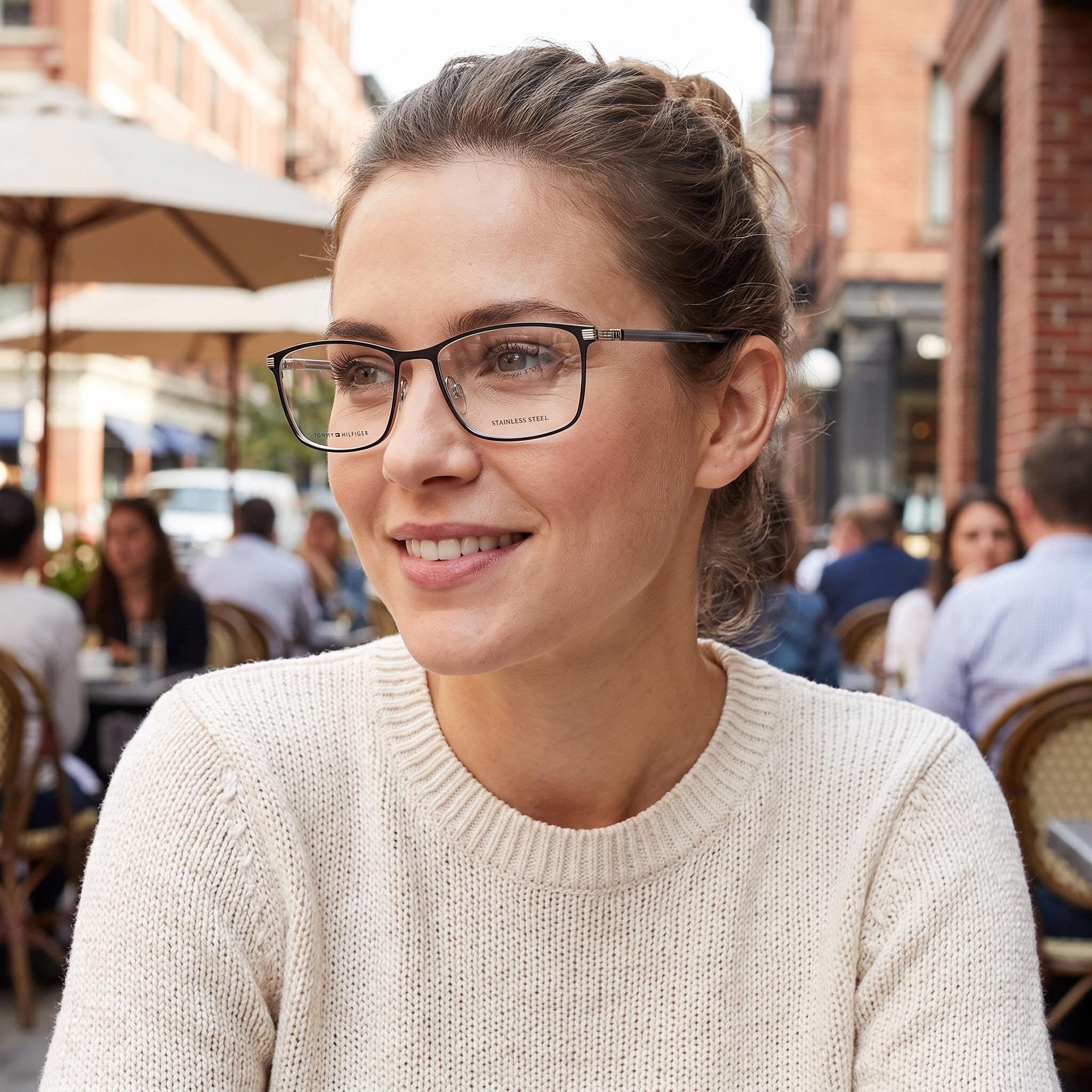 Tommy Hilfiger Modern Unisex Black Palladium Alloy Steel Frame Eyeglasses with Polycarbonate Lenses 54mm, Photo 5