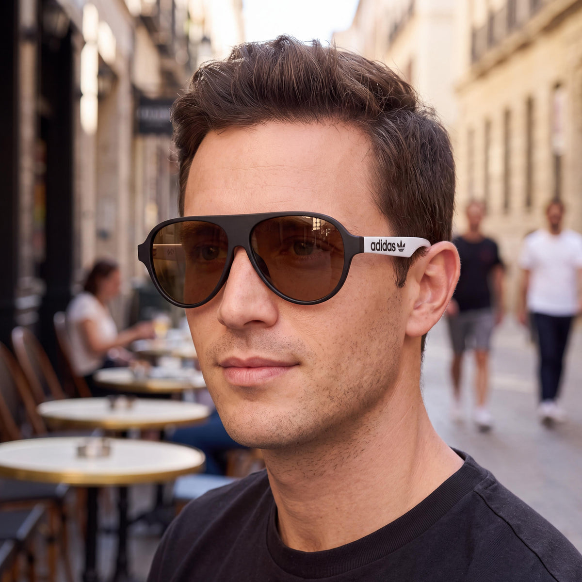 adidas Originals Contemporary Men’s Sunglasses, Matte Black INJECTED Frame, Brown Mirror UV Protected Lenses 57-12-145, Photo 4