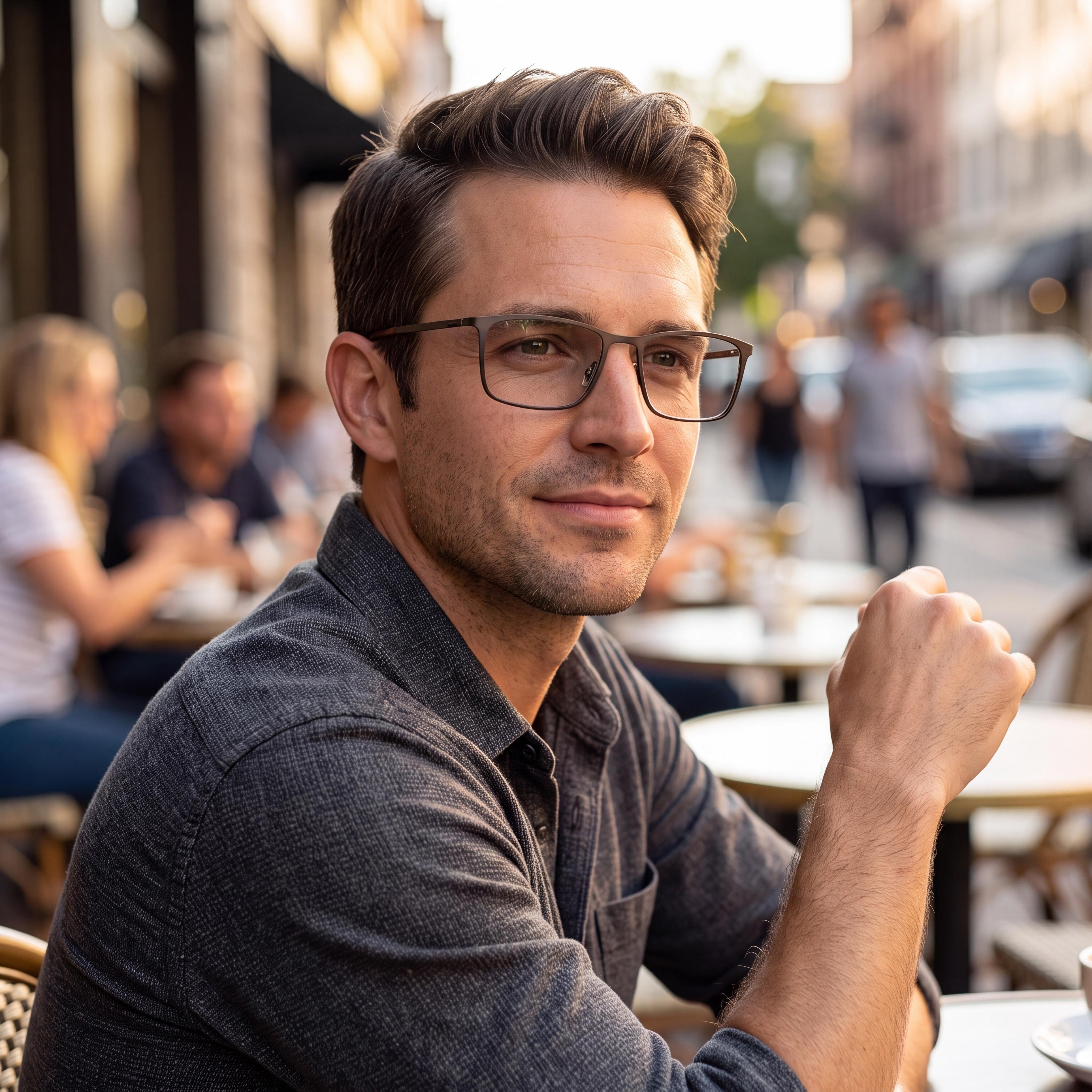 Flexon Men's Matte Gunmetal Sepia Optical Frames, featuring Clear Demo Lenses, ready for Custom Prescription Lenses, Photo 5