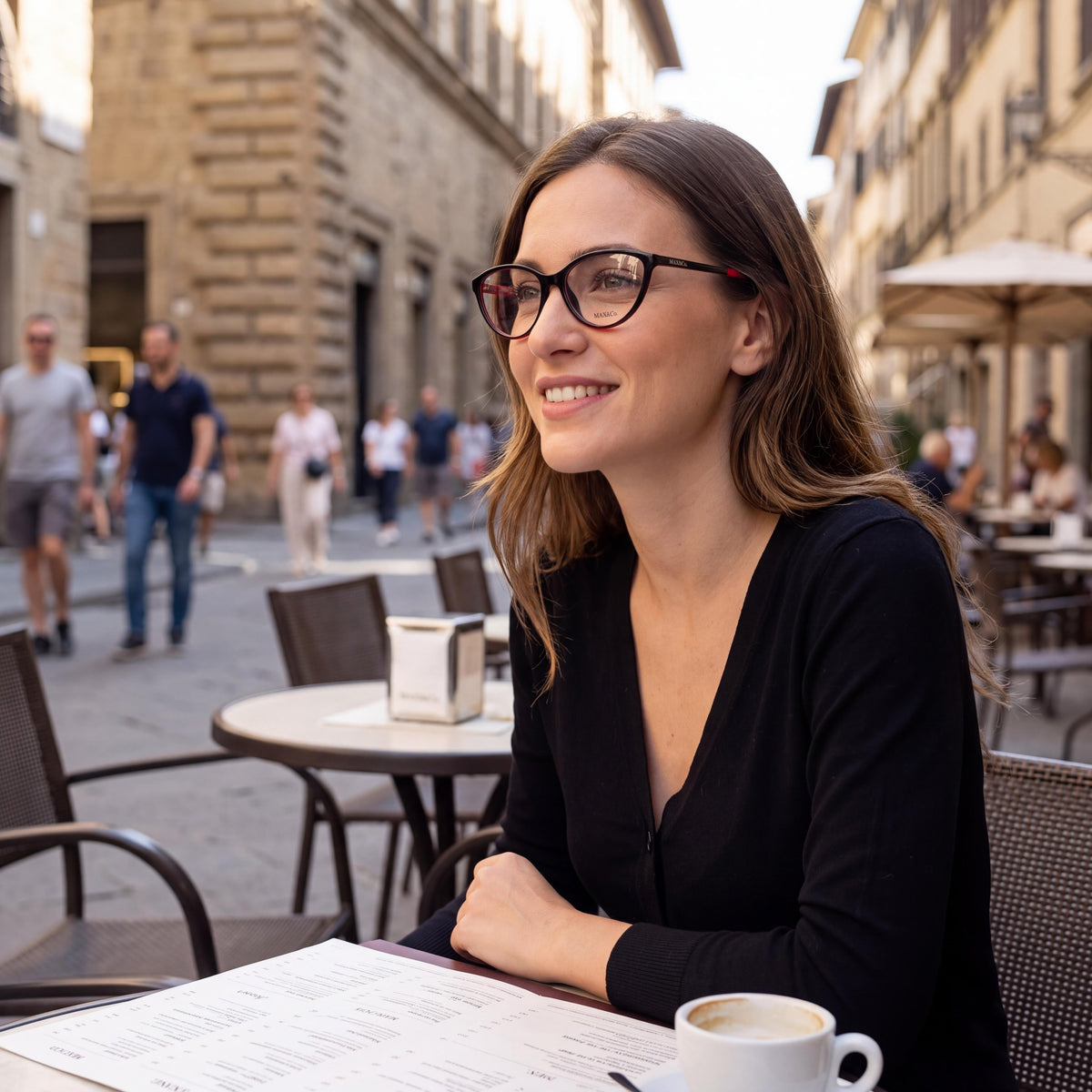 Max & Co. Modern Women's INJECTED Shiny Black Frame Eyeglasses with Clear Plastic Lenses 55/14/140, Photo 3