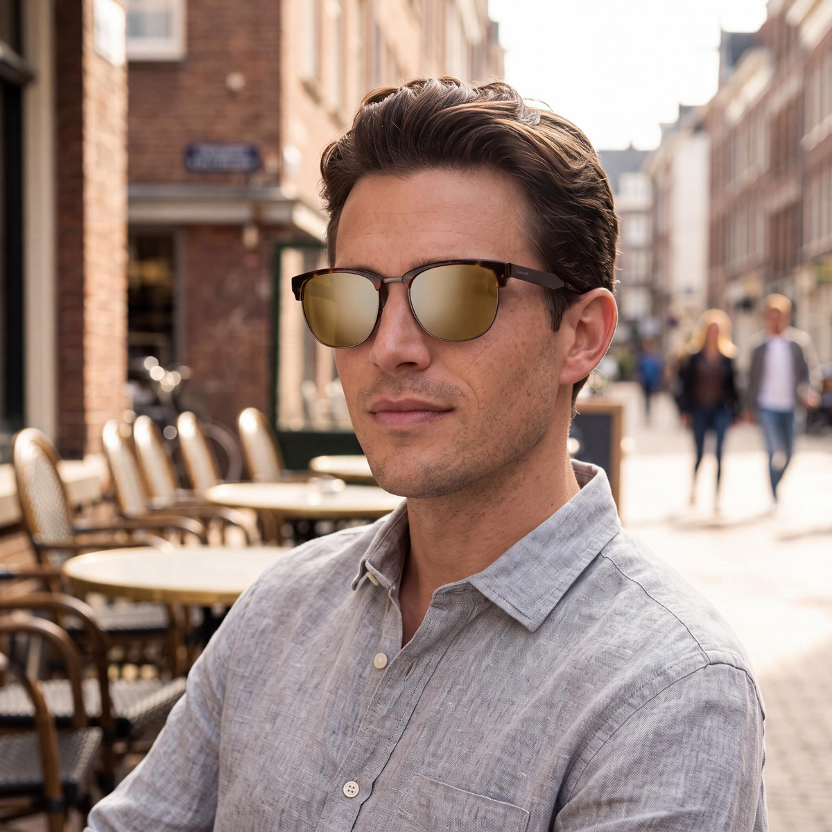 GANT Modern Men's Tortoiseshell Plastic Sunglasses with Gold Lenses, Non-Polarized, 100% UV Protection, 54mm, Photo 3