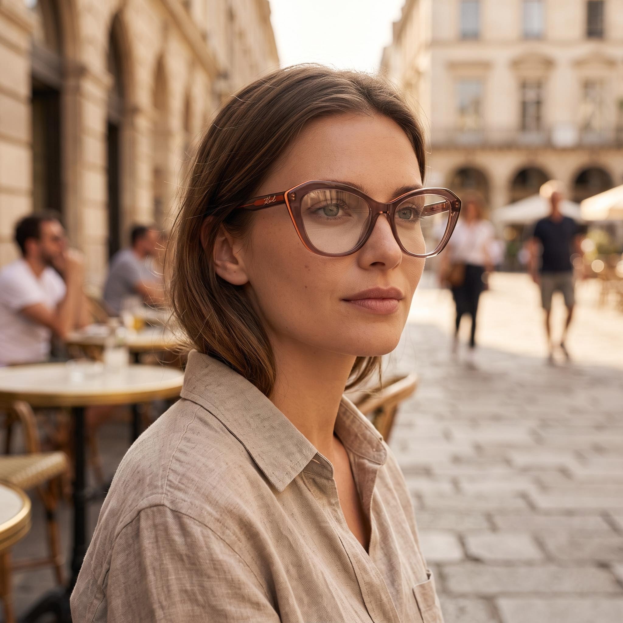 Gafas para mujer KARL LAGERFELD Modernas Marrones con Montura iniciettato, Ancho de Lente 52 mm, Ancho de Puente 19 mm, Longitud de Patilla 140 mm, Photo 5