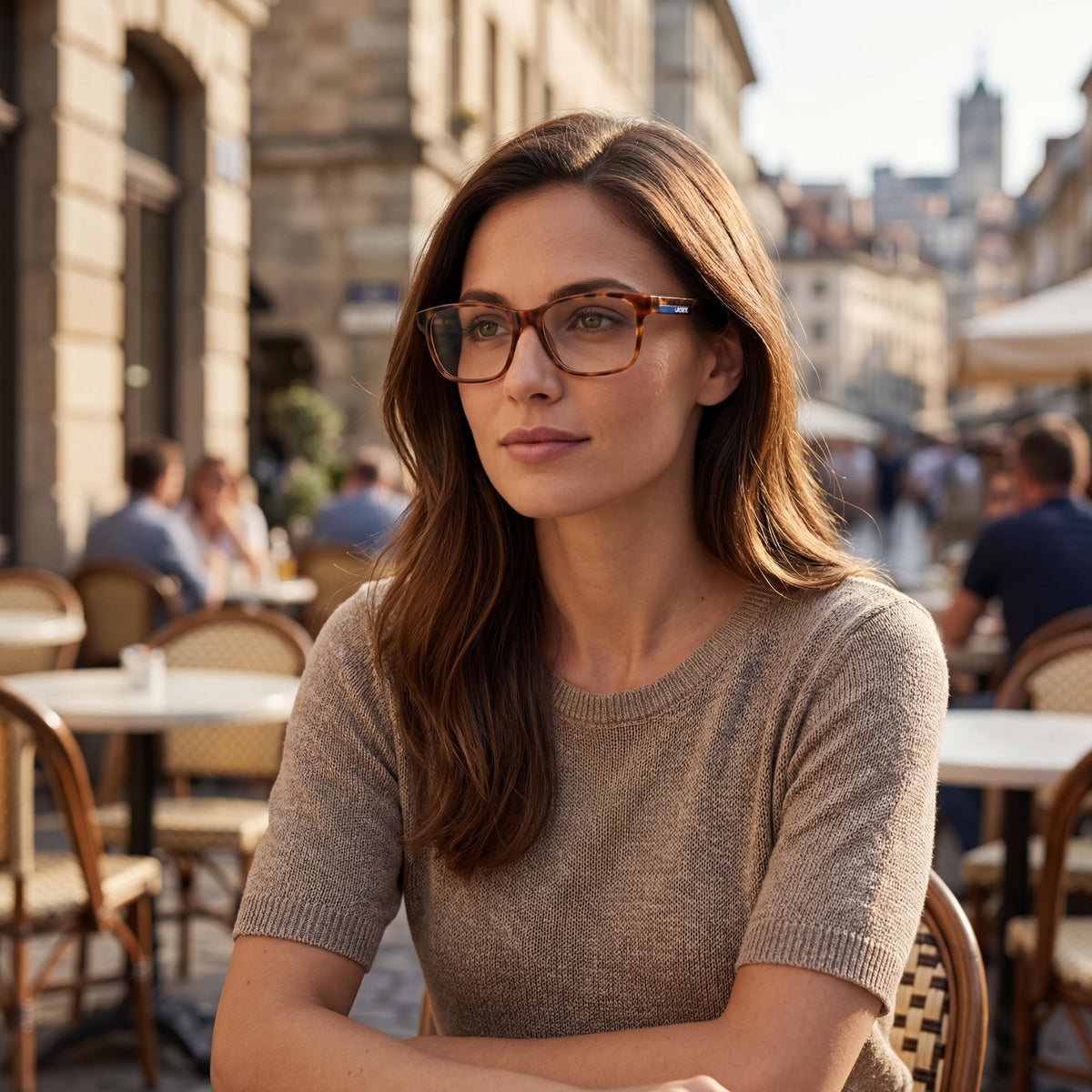 Lacoste Modern Unisex Sunglasses, Featuring Metal Frame Material & Havana Color, 52mm Lens Width, Photo 5