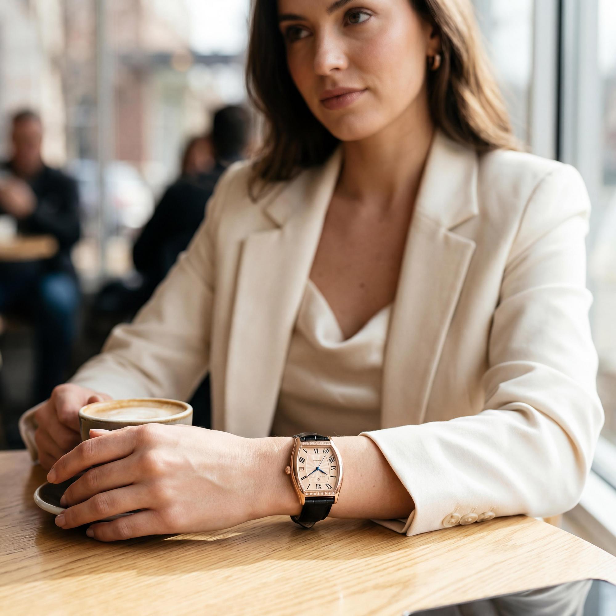 Christian Van Sant CV2445 Modern Women's Rose Gold Stainless Steel Leather Water Resistant Watch, Photo 4
