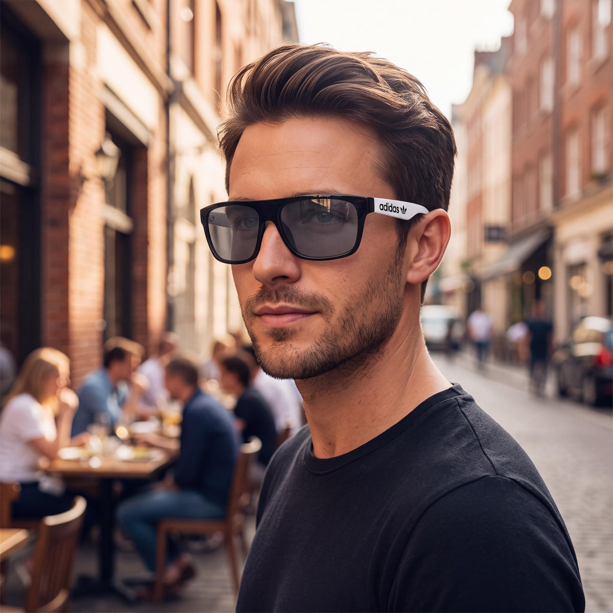 Gafas de sol casuales adidas Originals para hombre, de plástico negro con lentes grises, protección UV, ancho de lente de 59 mm, Photo 4