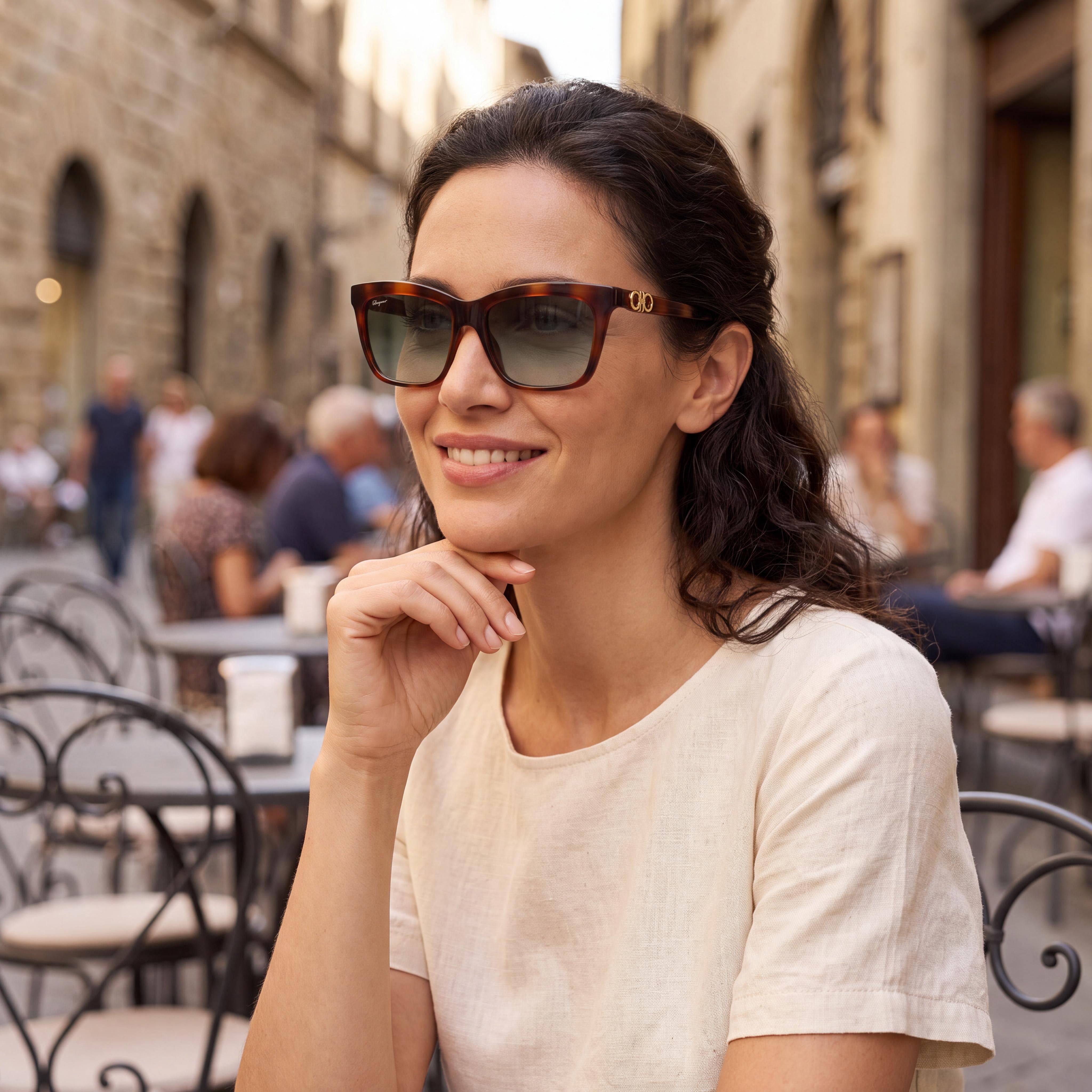 Gafas de sol Ferragamo Sf1027s unisex con montura de plástico Carey y lentes degradadas grises, protección UV del 100%, 55 mm, Photo 6