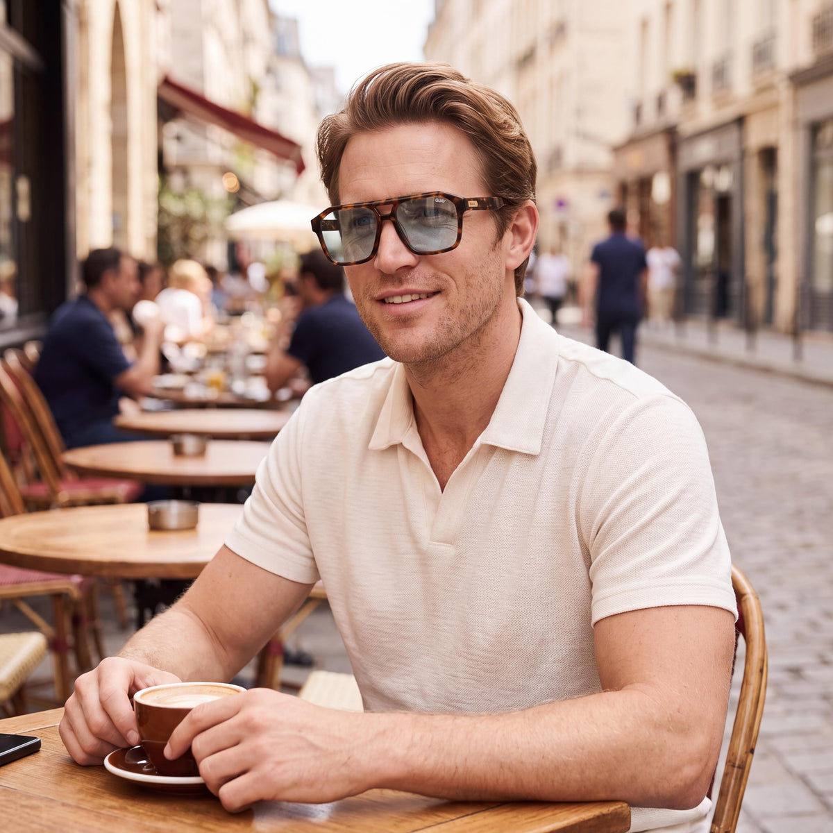 QUAY AUSTRALIA Soundcheck Men’s Amber Tortoise Aqua Acetate Aviator Non-Polarized Sunglasses 57-15-145, Photo 5