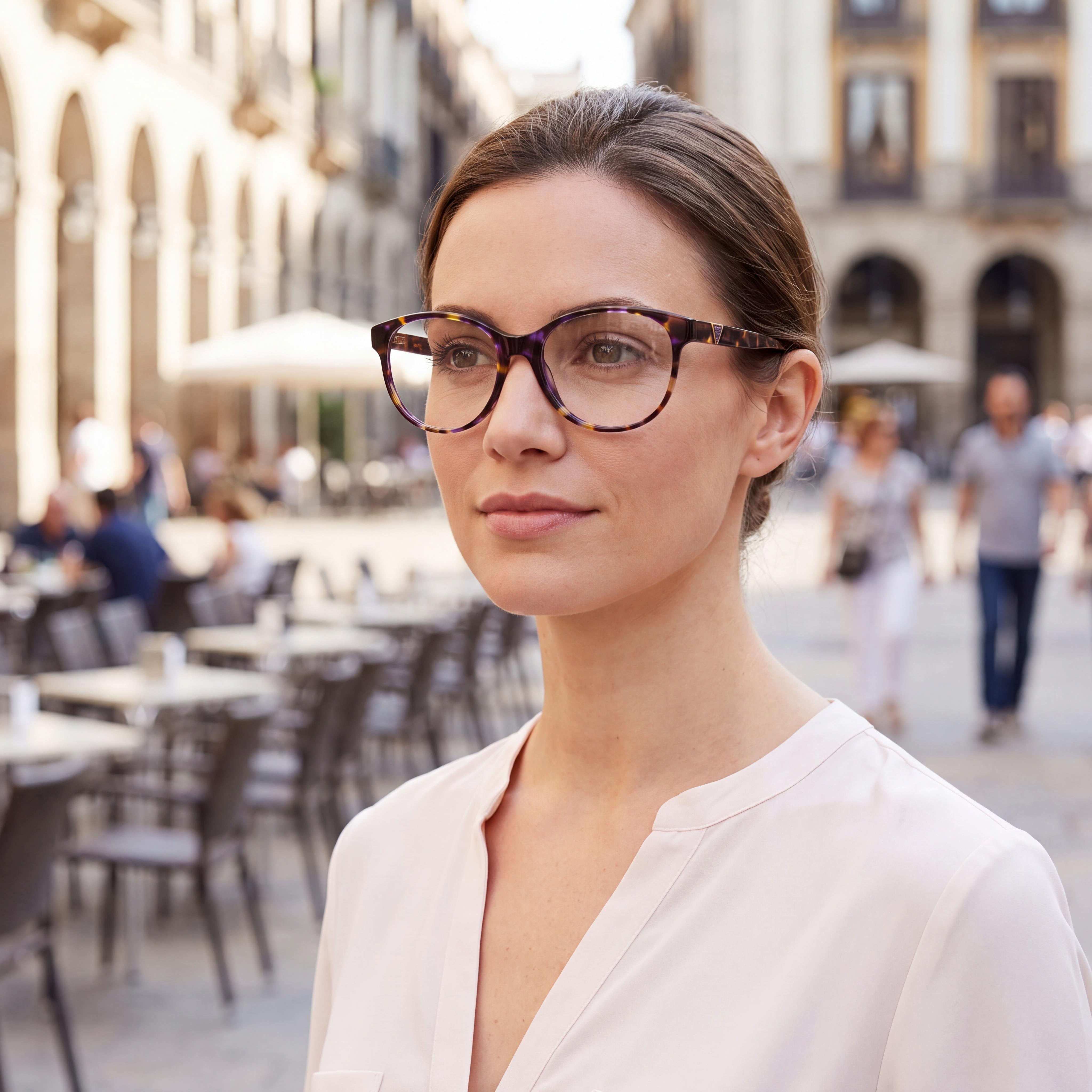 GUESS Gu2847 Gafas Ópticas para Mujer de Acetato Morado con Lentes de Demostración, Talla 56-17-140mm, Photo 6