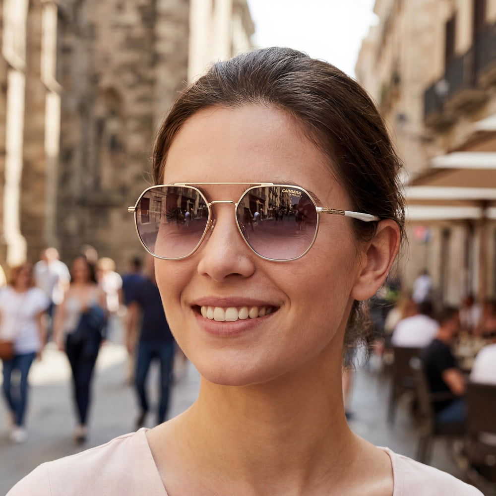 Carrera 303/S Gafas de sol unisex multicolor de acero inoxidable con lentes UV no polarizadas de espejo dorado sombreadas en burdeos, 99mm