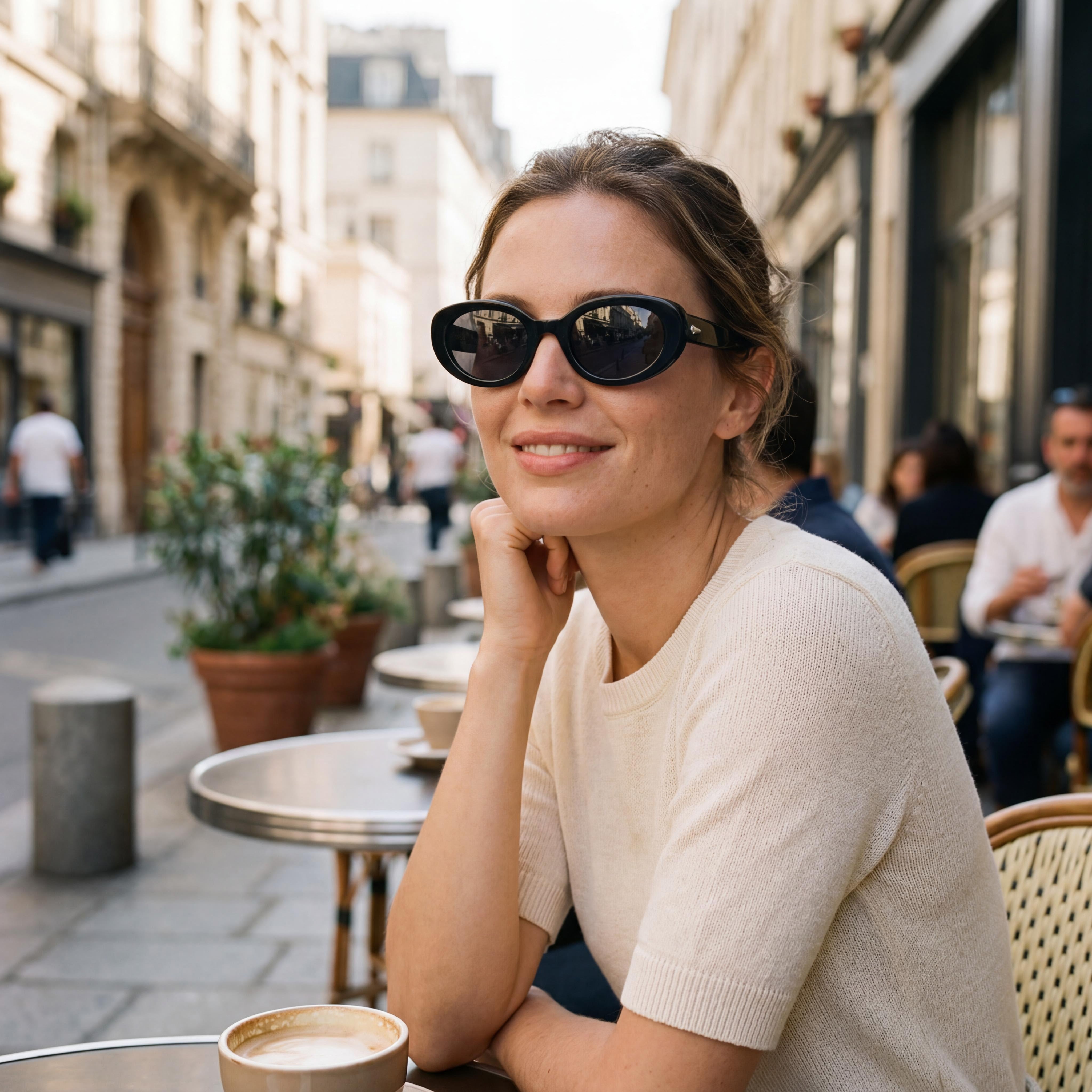 Rag & Bone Modern Women's Black Injected Full Rim Round Sunglasses 52mm, Photo 4
