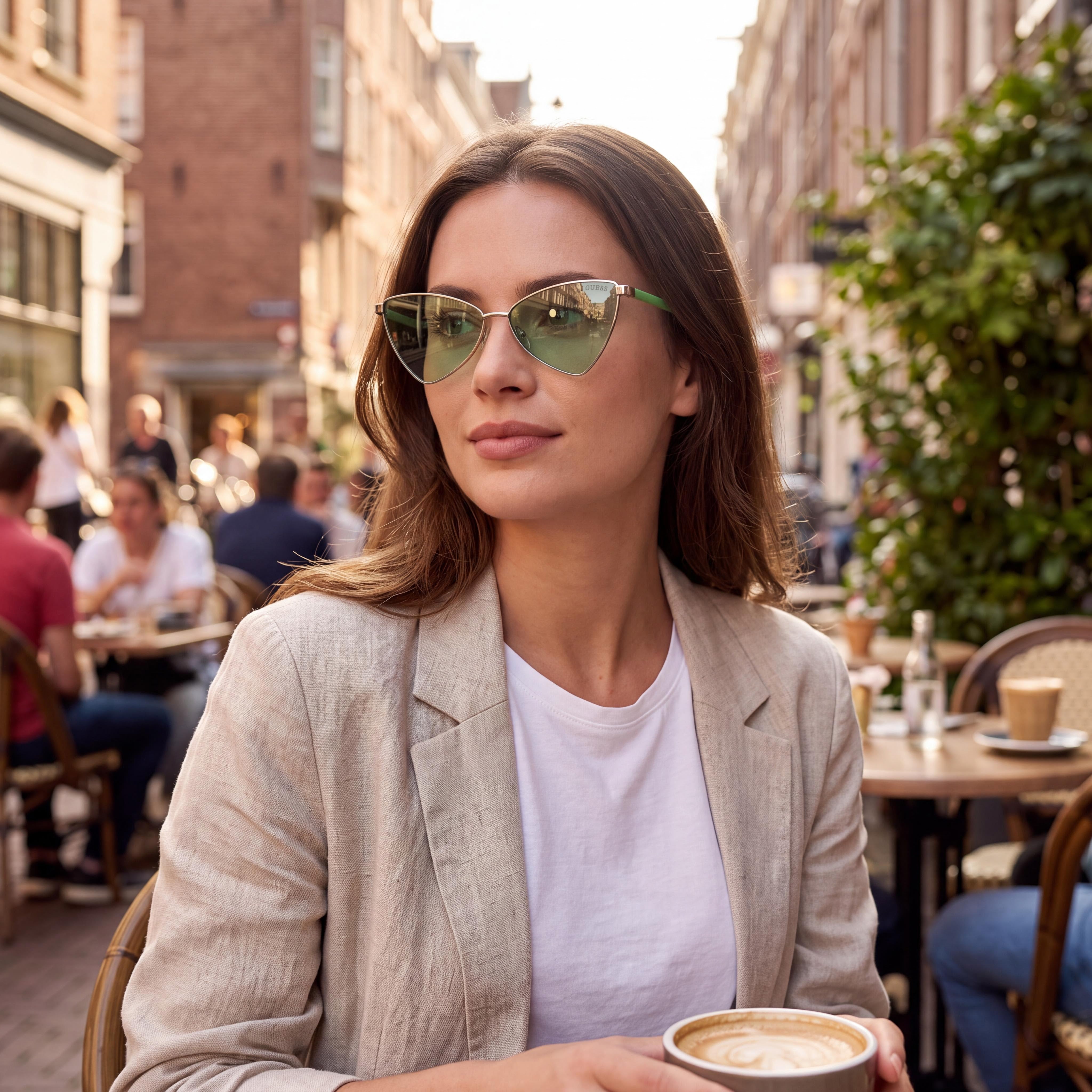 GAFAS DE SOL GUESS FEMENINAS CON PROTECCIÓN UV, Montura Metálica, Gunmetal, Degradado Verde, No Polarizadas, 55mm, Photo 6