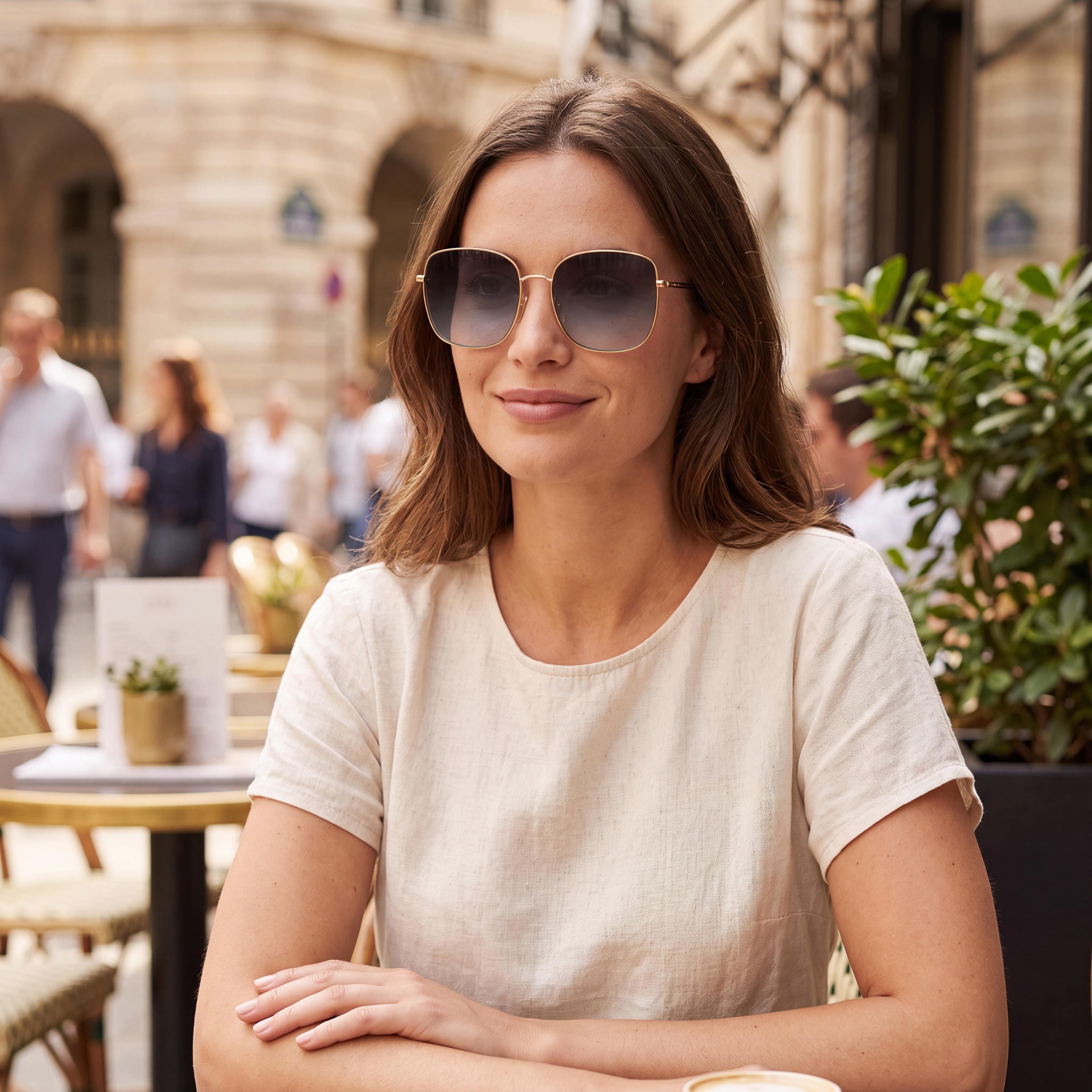 Isabel Marant Classic Women's Full Rim Square Stainless Steel Black Gold Polycarbonate Non-Polarized Sunglasses 58mm, Photo 6